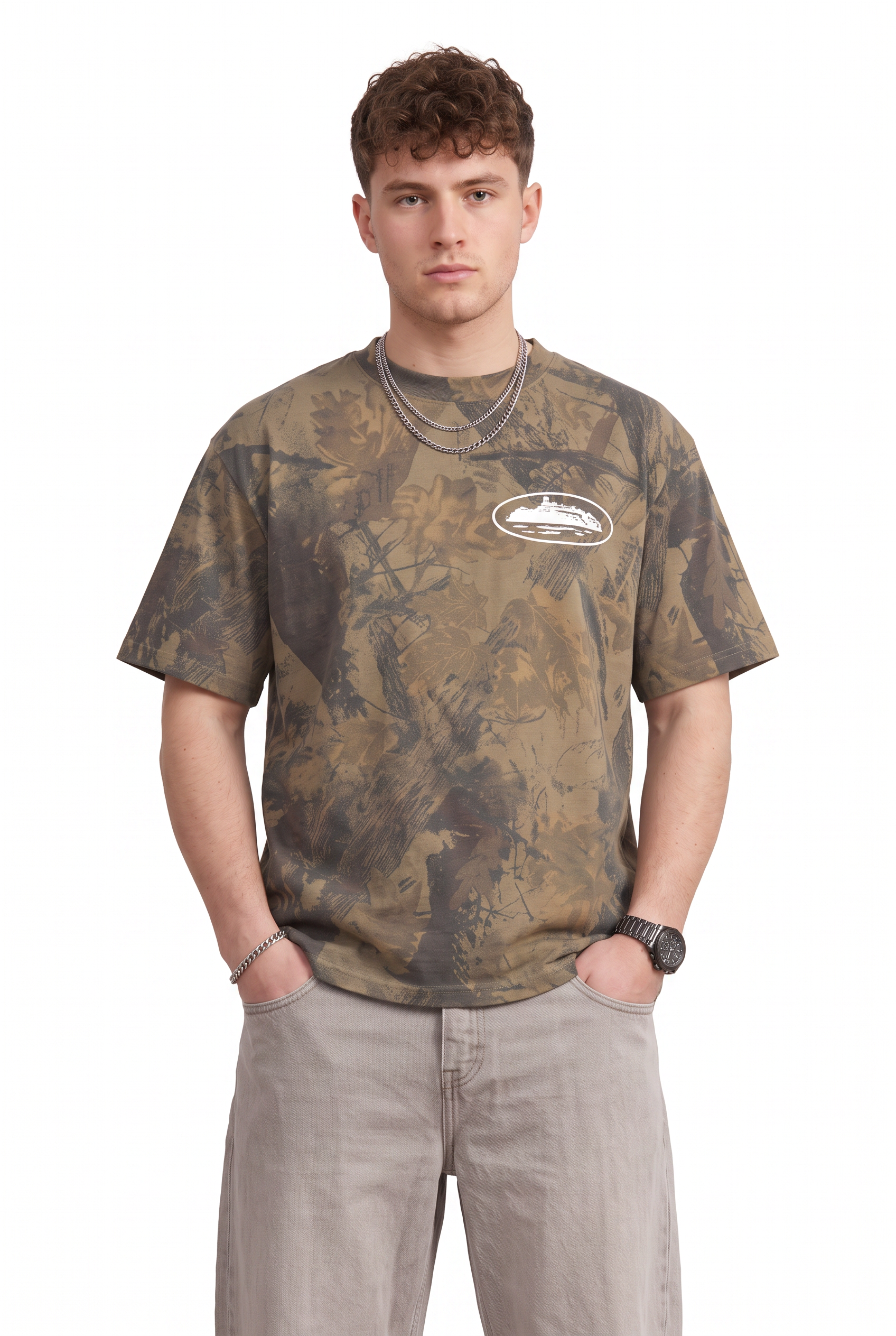 Beige Dropped Shoulder Oversized Tee