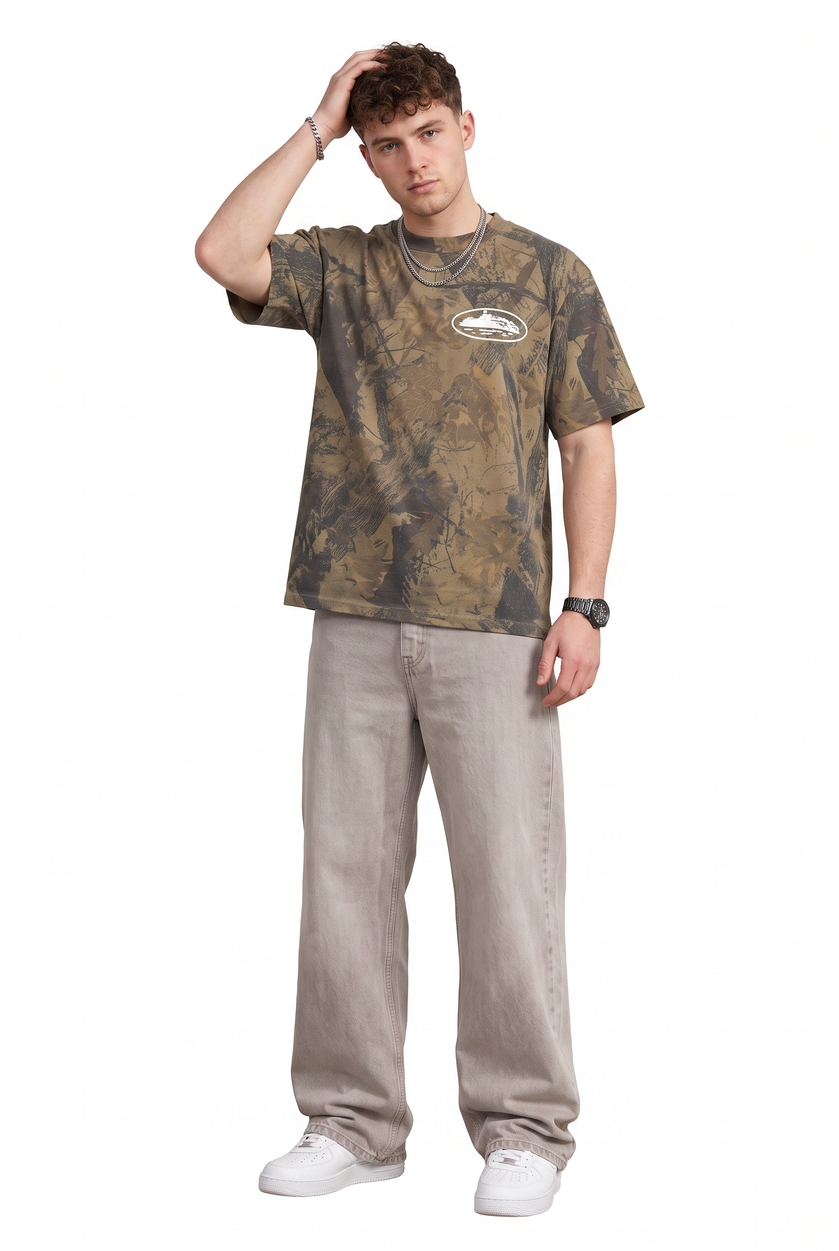Beige Dropped Shoulder Oversized Tee