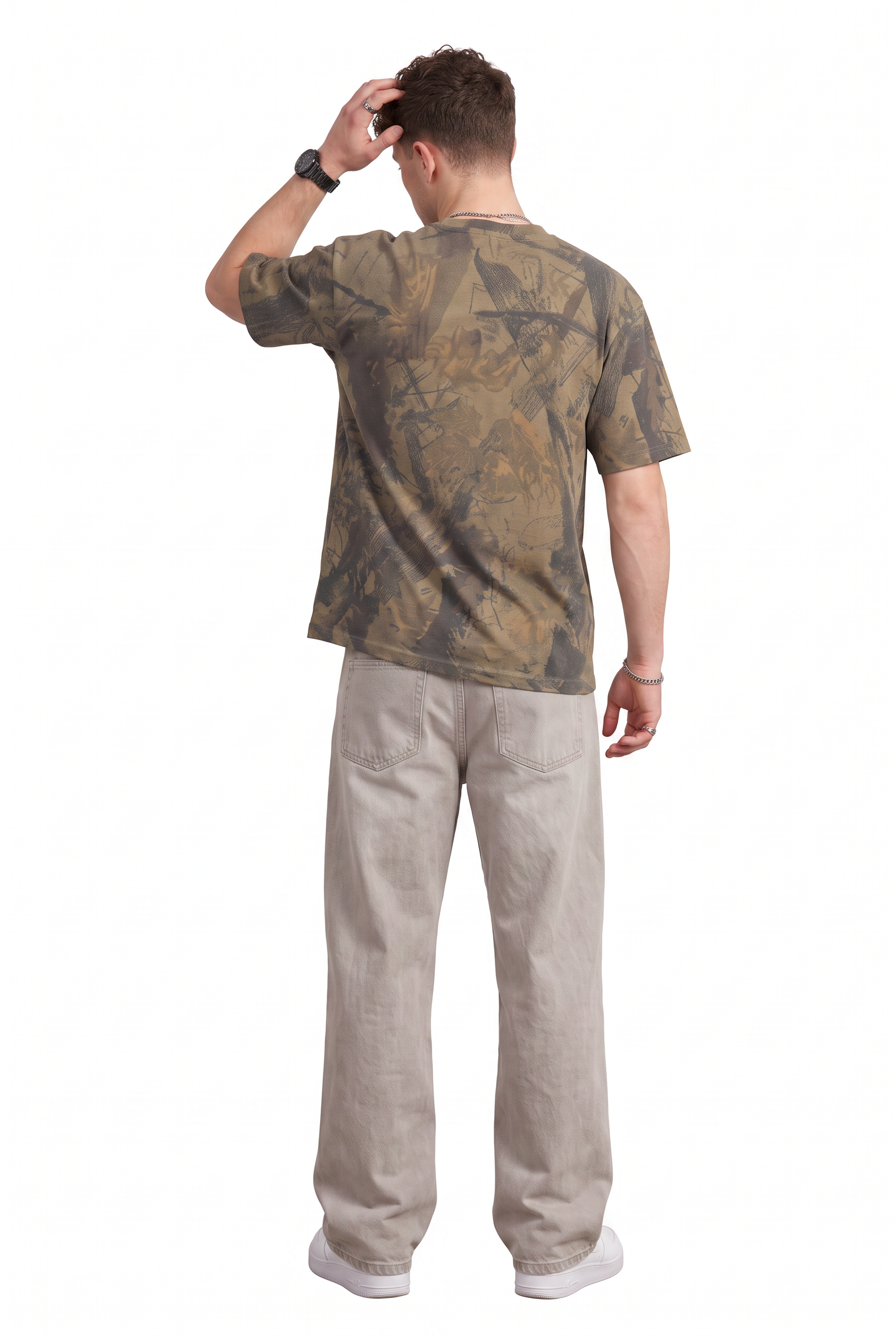Beige Dropped Shoulder Oversized Tee