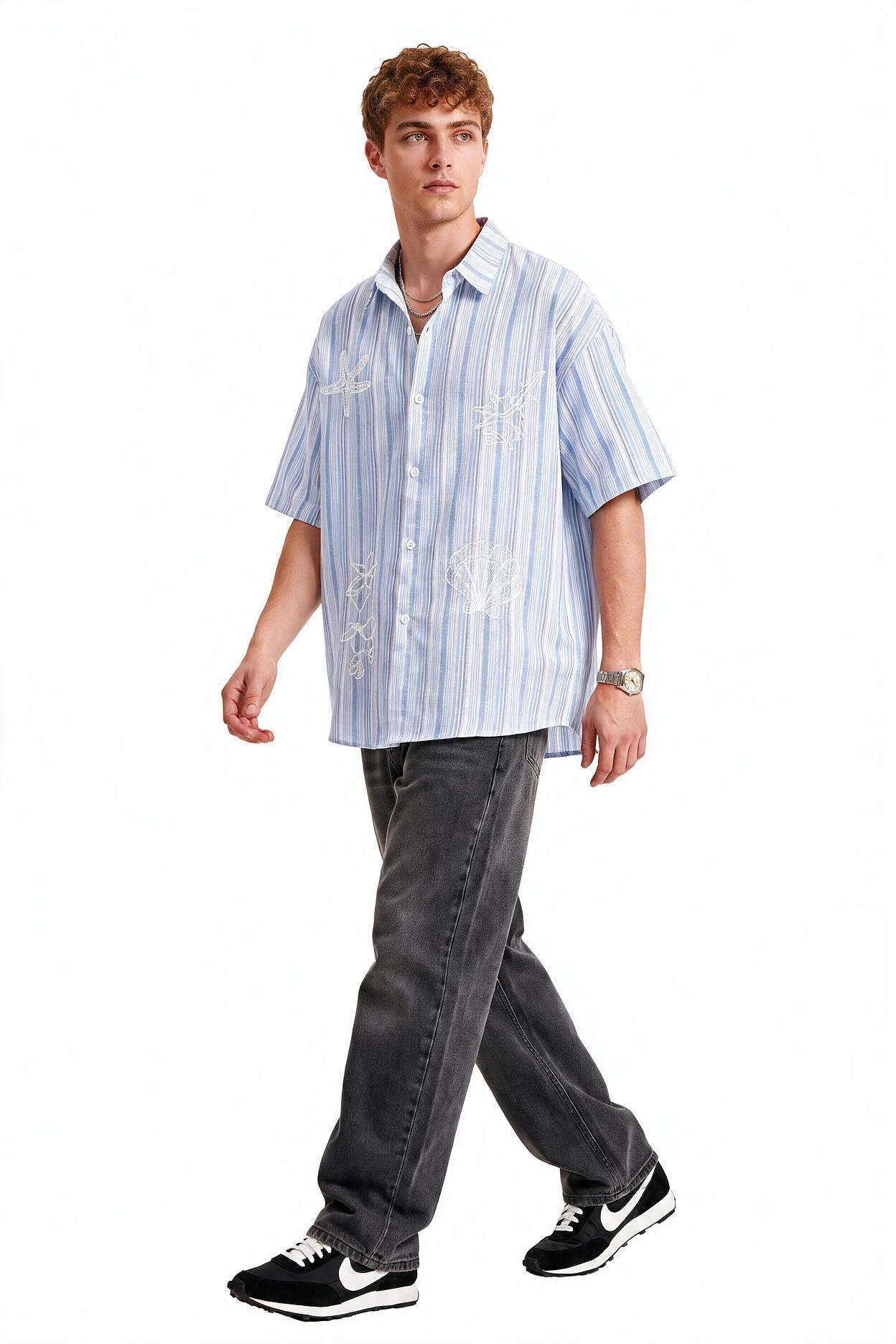 Sky Blue Chest Pocket Casual Shirt