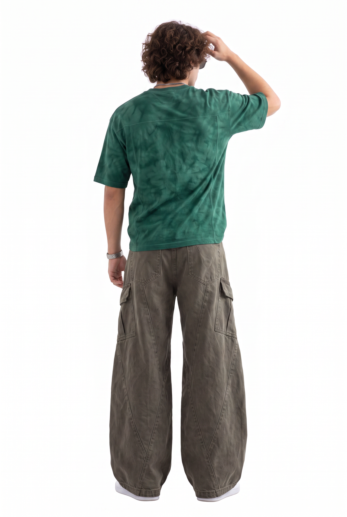 Wide Leg Olive Cargo Trousers