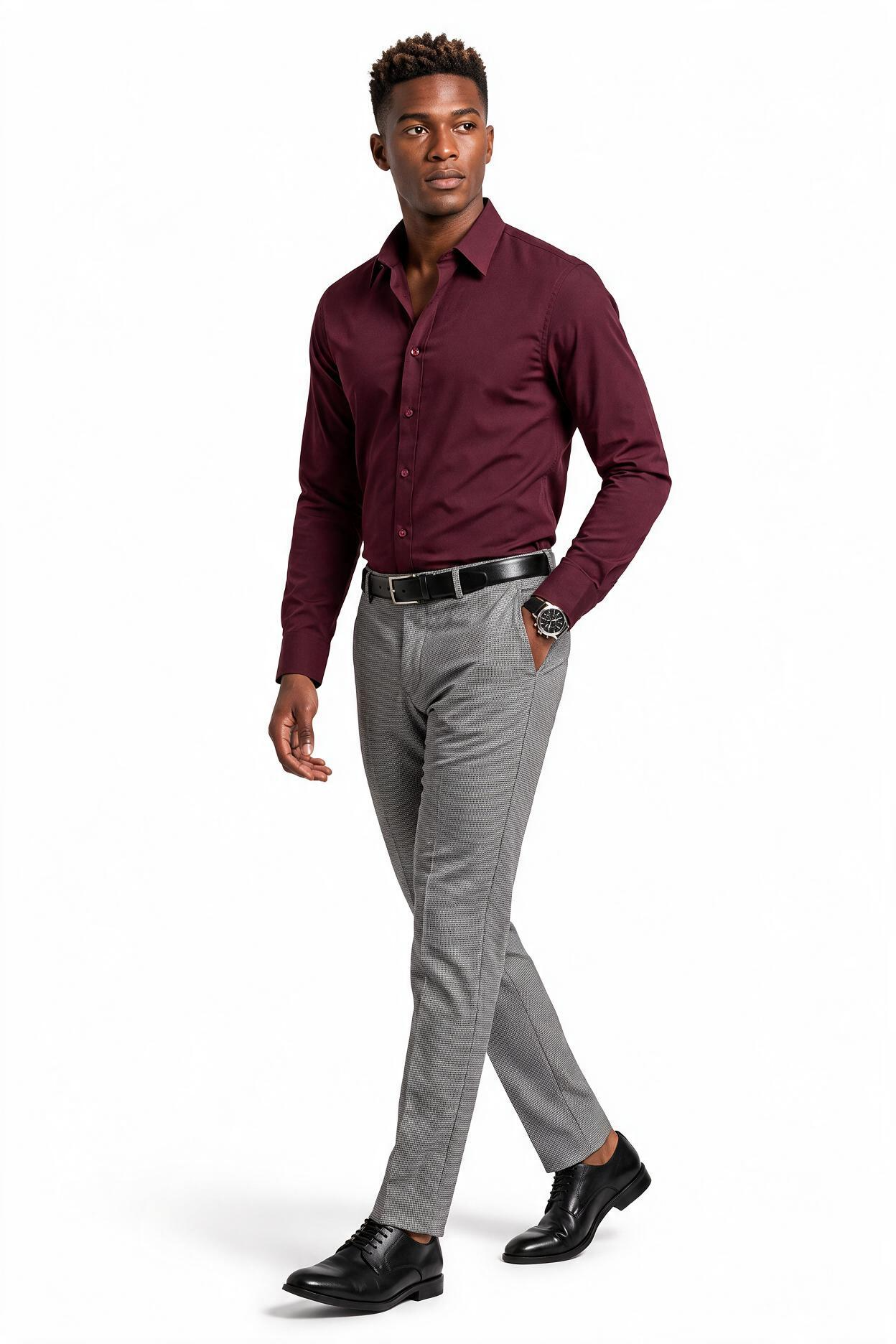 Maroon Slim Formal Shirt