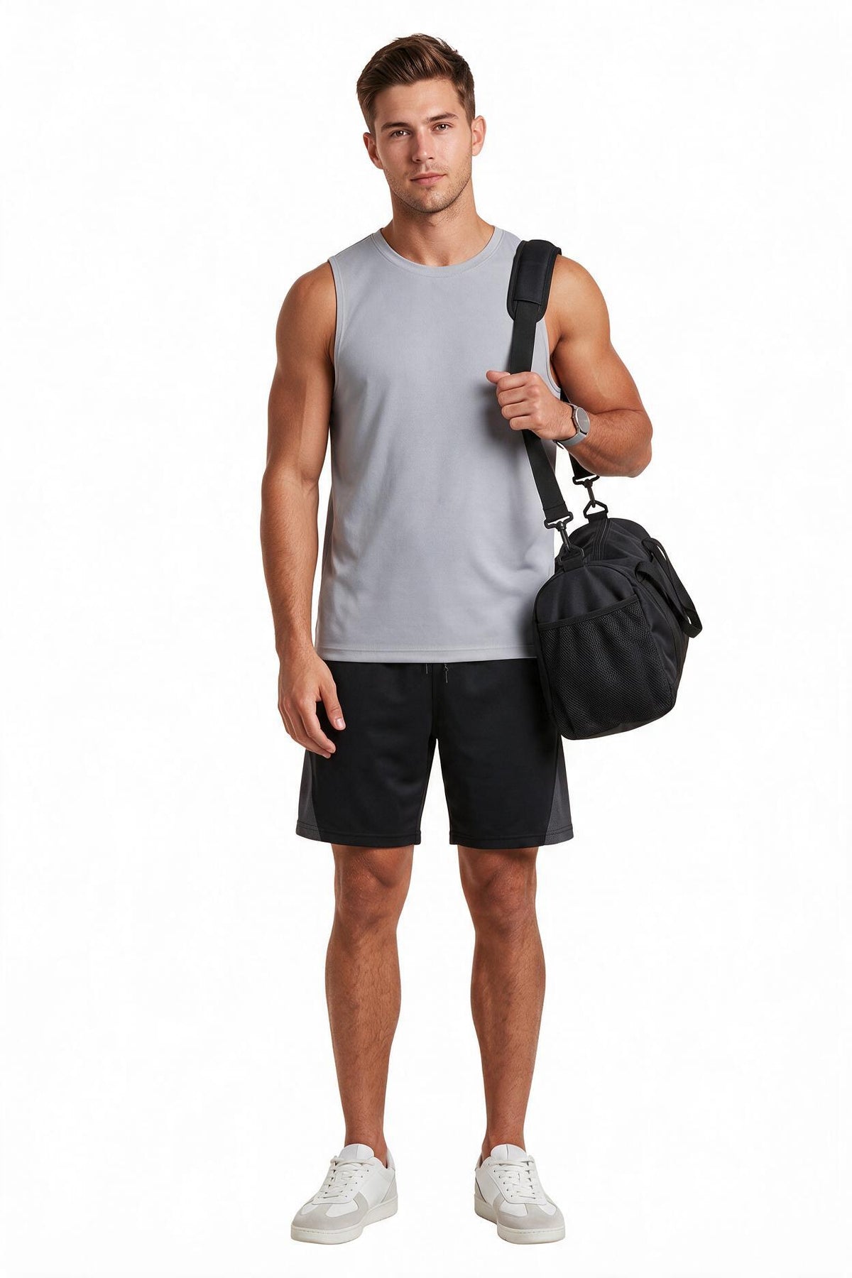 Grey Slim Fit Sleeveless Tank