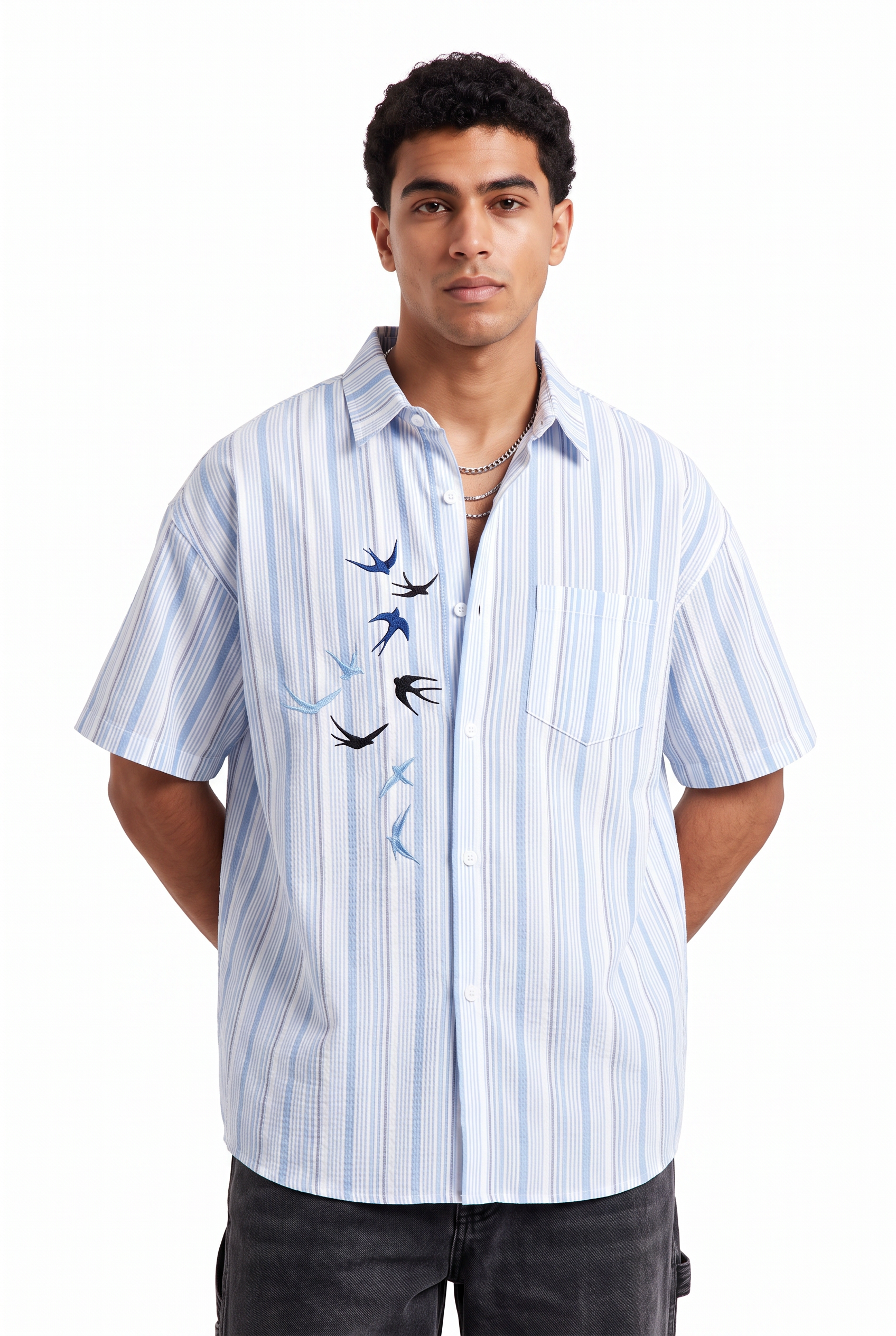 Sky Blue Chest Pocket Casual Shirt