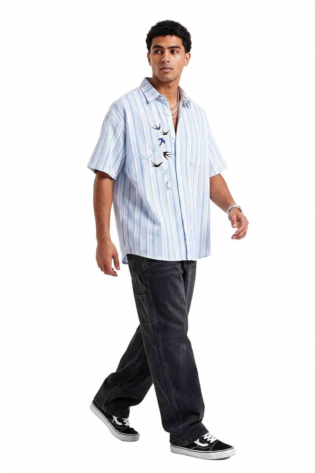 Sky Blue Chest Pocket Casual Shirt