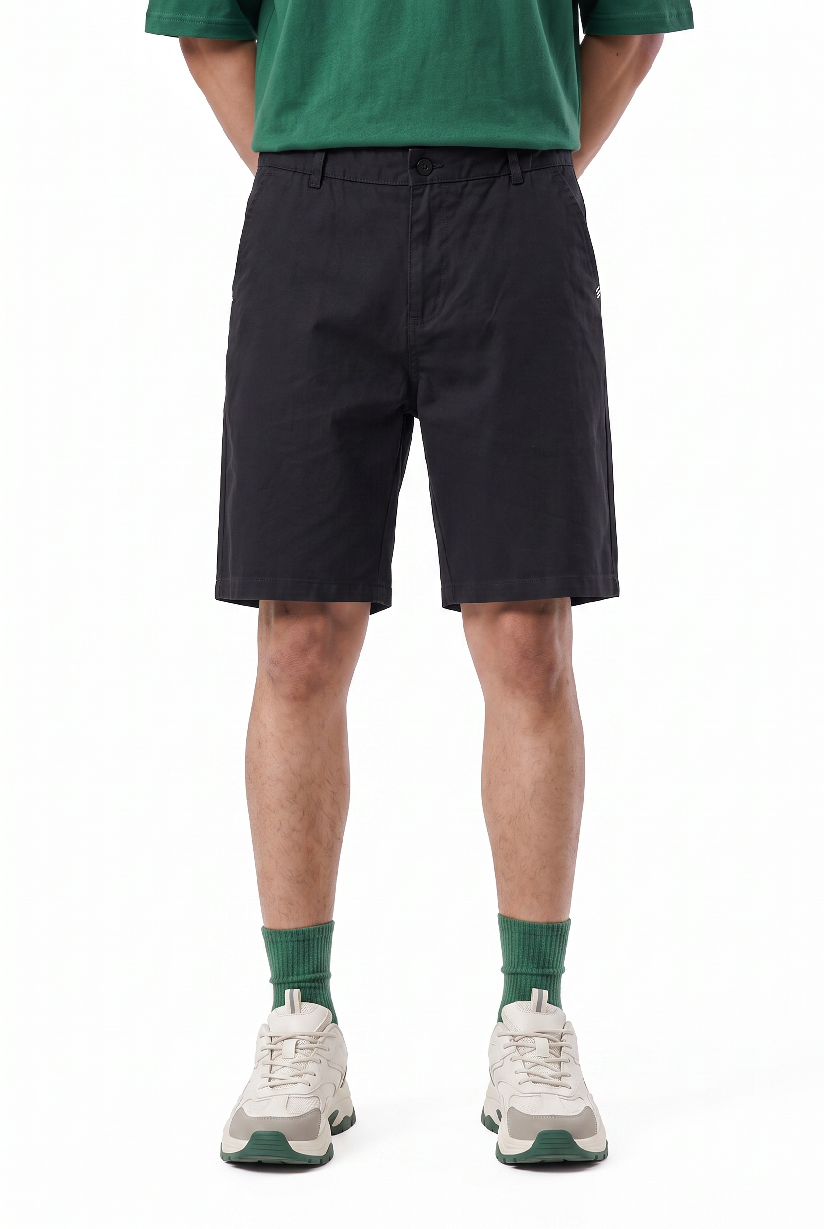 Black Drawstring Regular Shorts