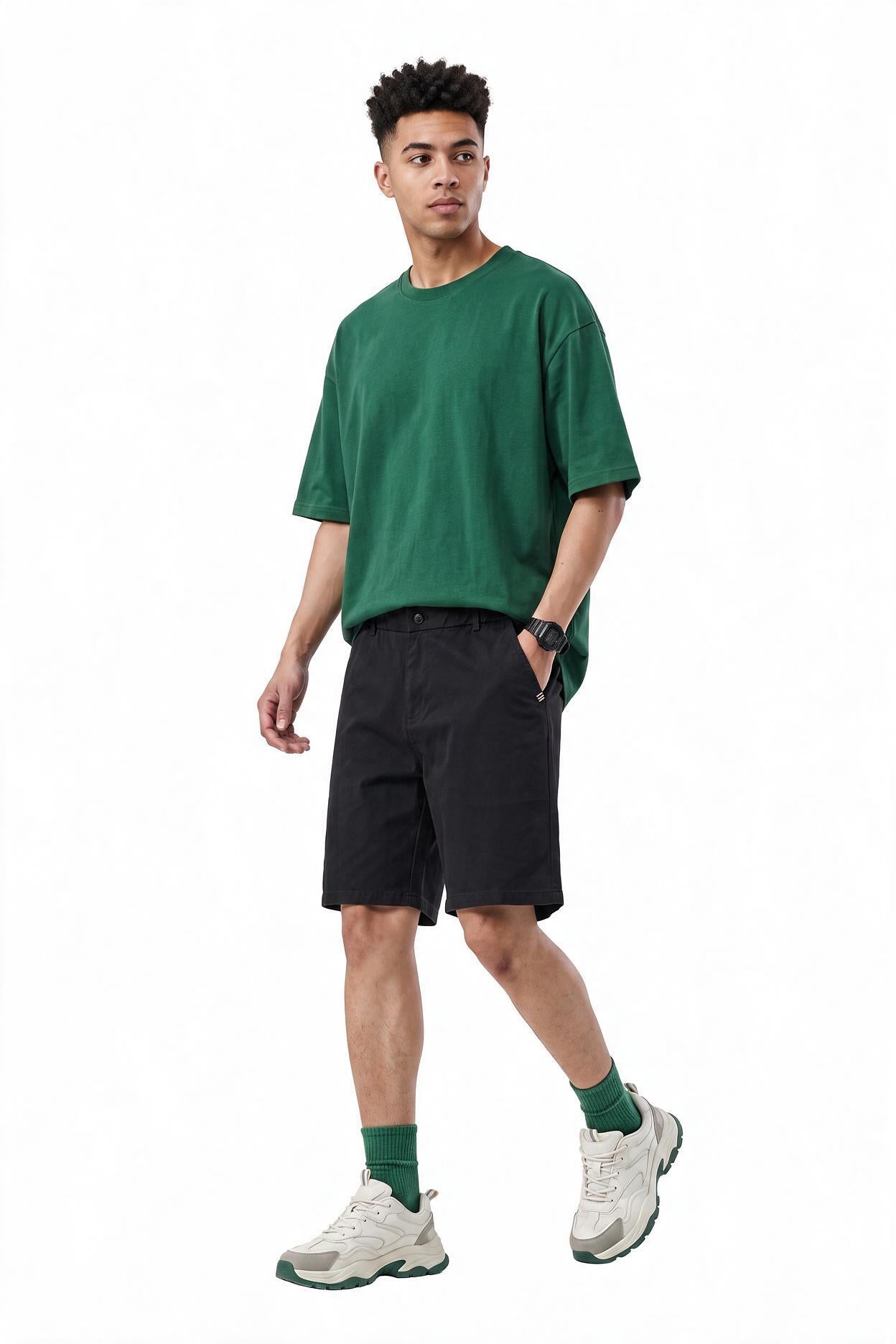 Black Drawstring Regular Shorts