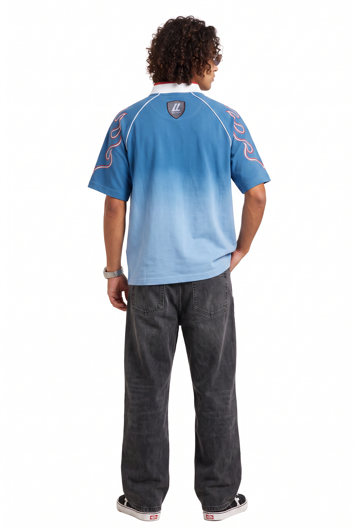 Gradient Blue Flame Polo T-Shirt