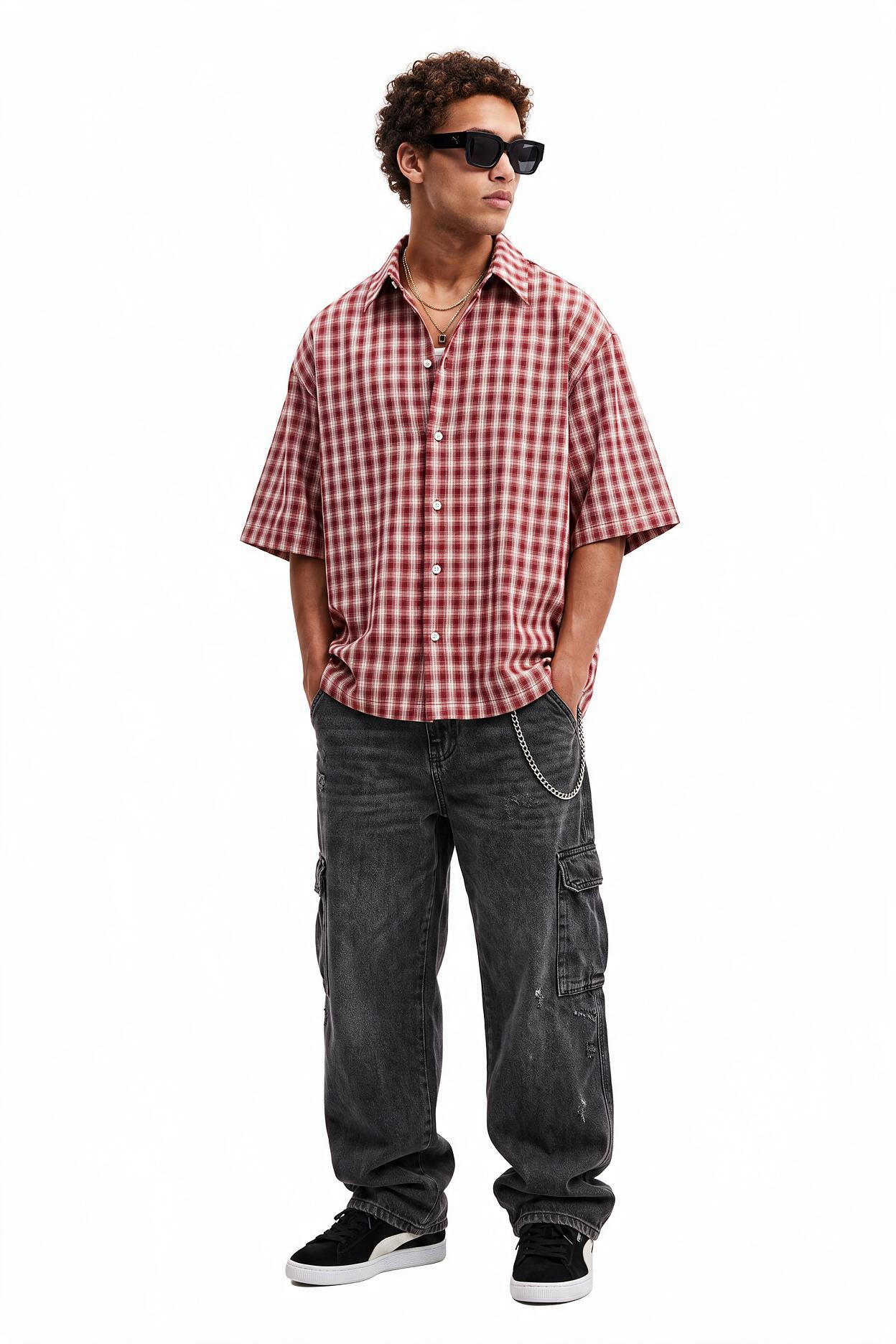 Maroon Chest Pocket Casual Shirt