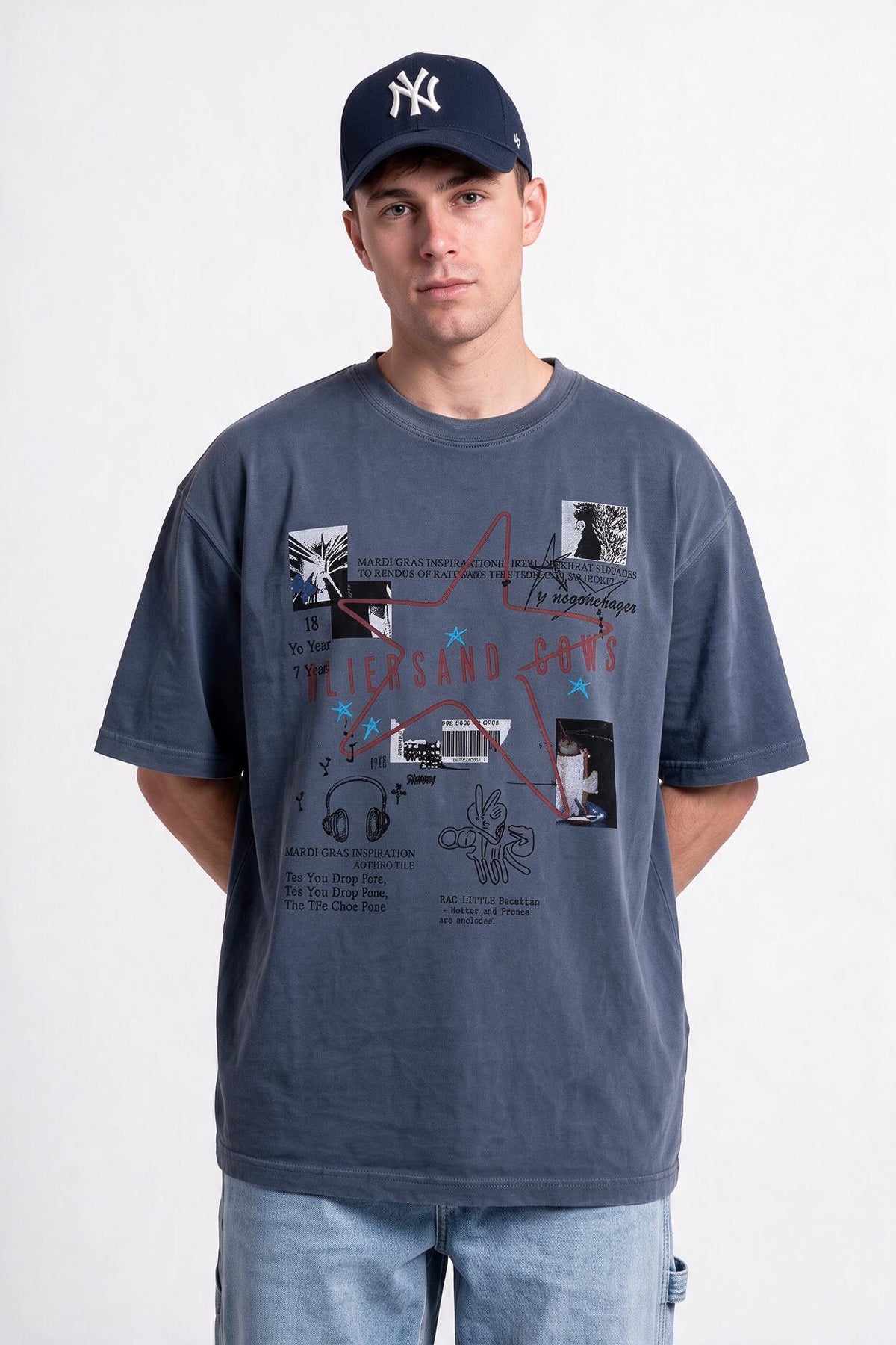Blue Regular Graphic Print T-Shirt