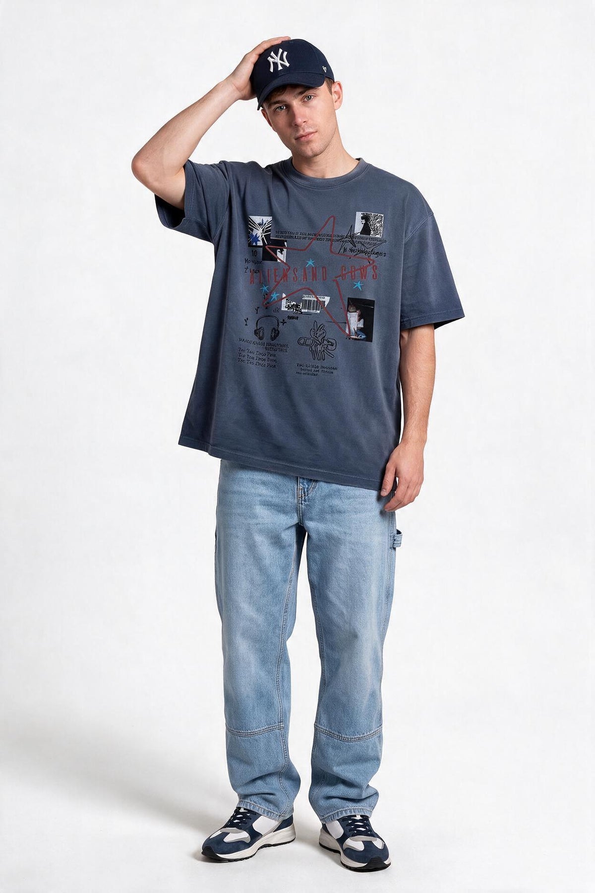 Blue Regular Graphic Print T-Shirt