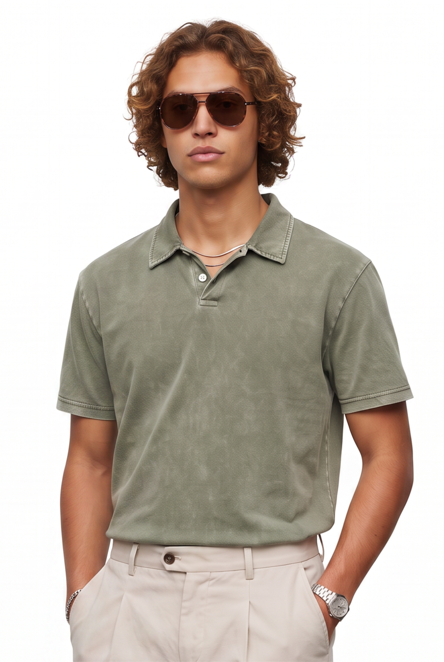 Olive Dropped Shoulder Oversized Tee