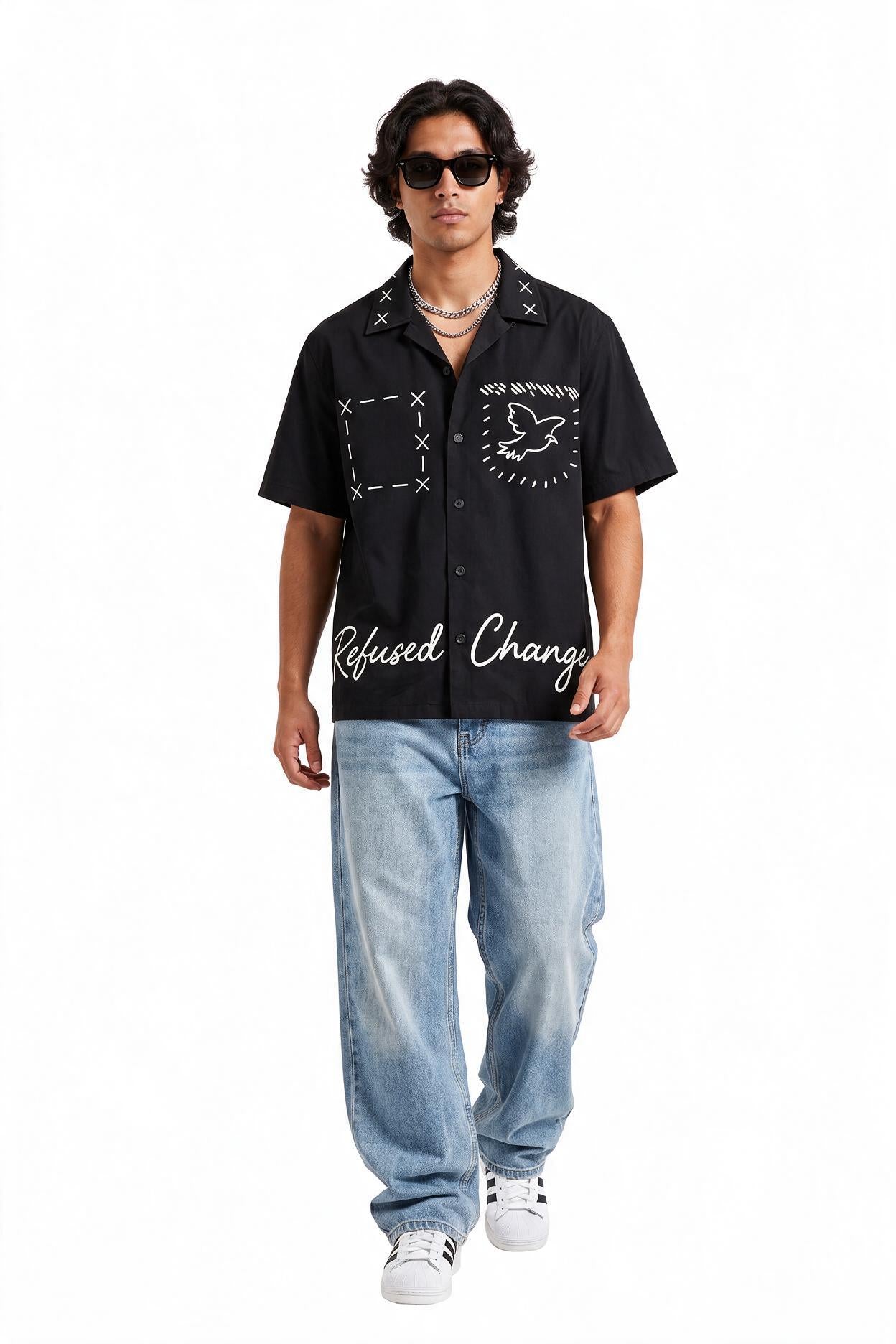 Black Chest Pocket Casual Shirt