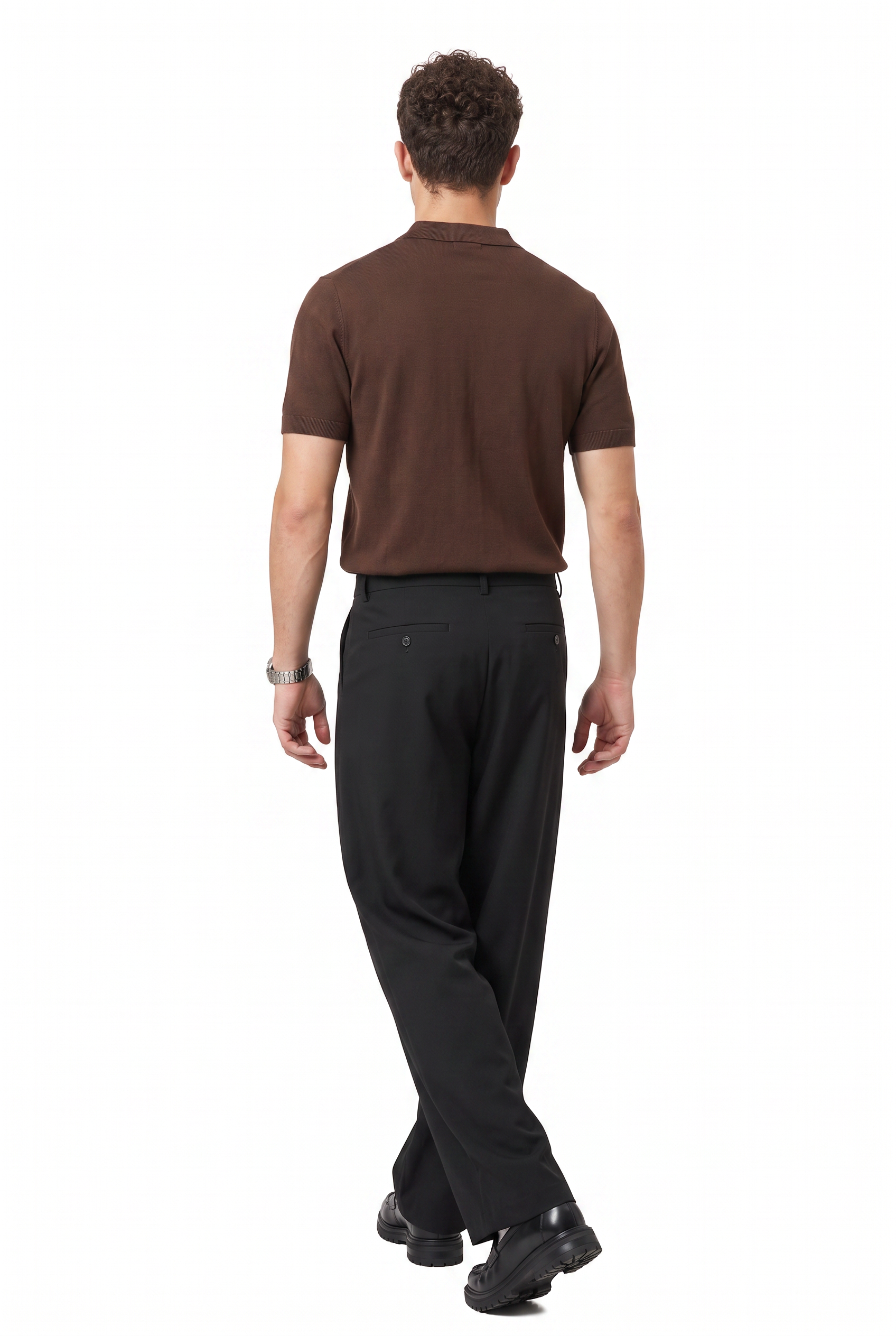 Black Flat Front Slim Formal Trousers