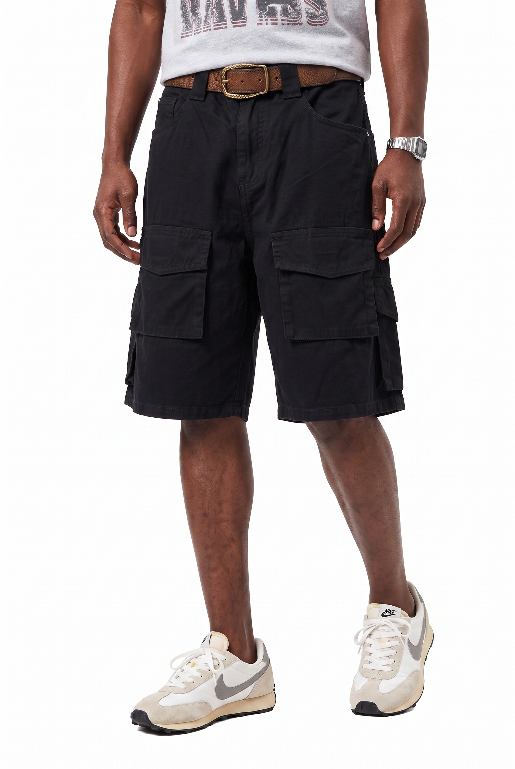 Black Drawstring Regular Shorts