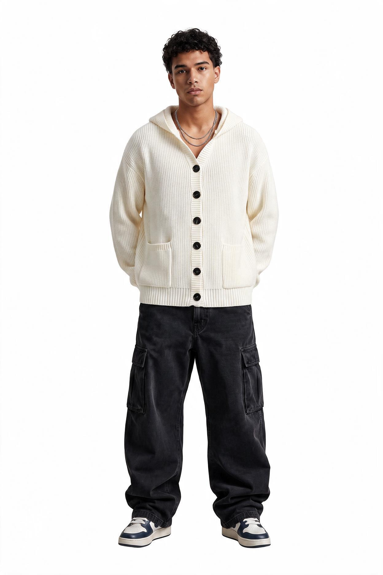 Cream Ribbed Crew Neck Sweater