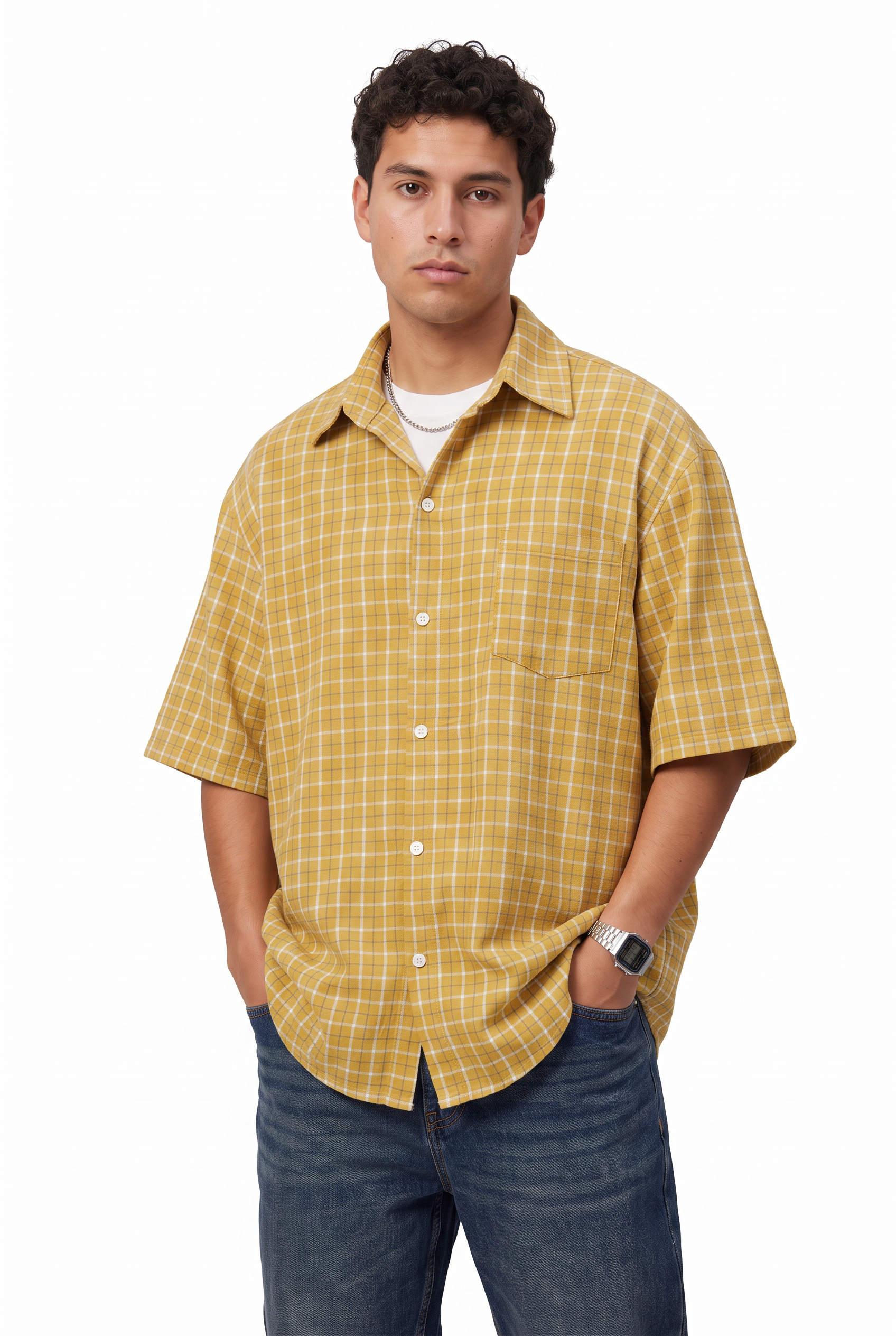 Yellow Chest Pocket Casual Shirt