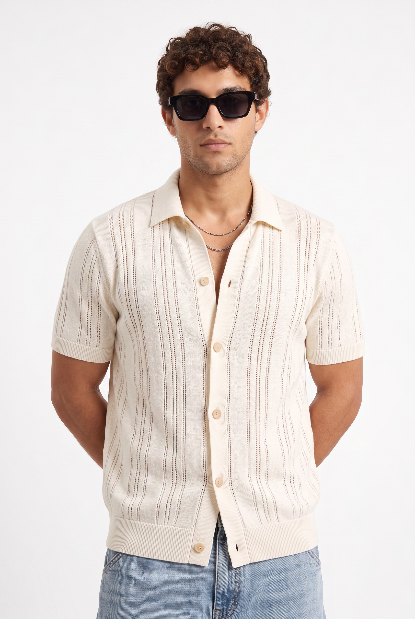 Cream Oversized Crew Neck Tee