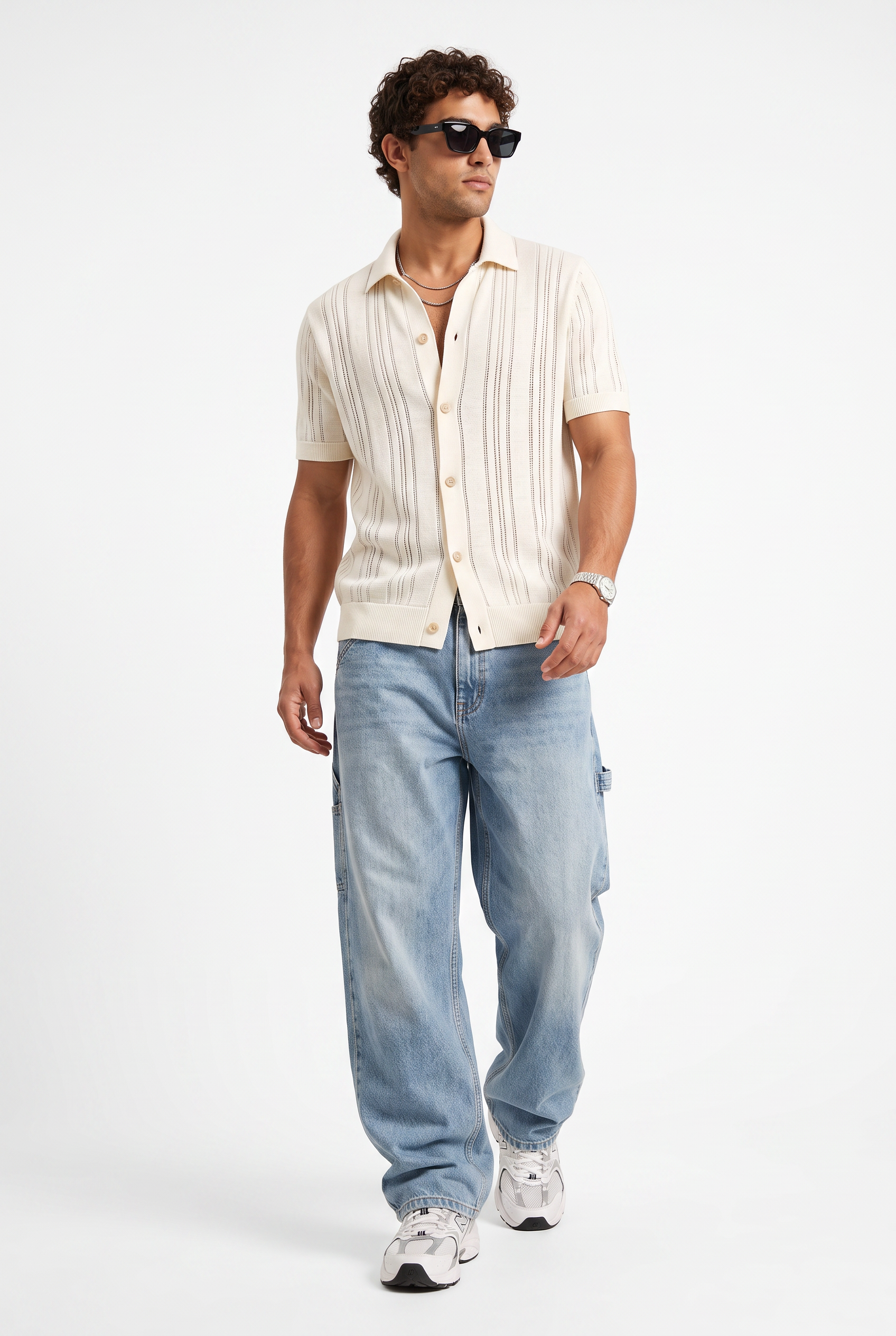 Cream Oversized Crew Neck Tee