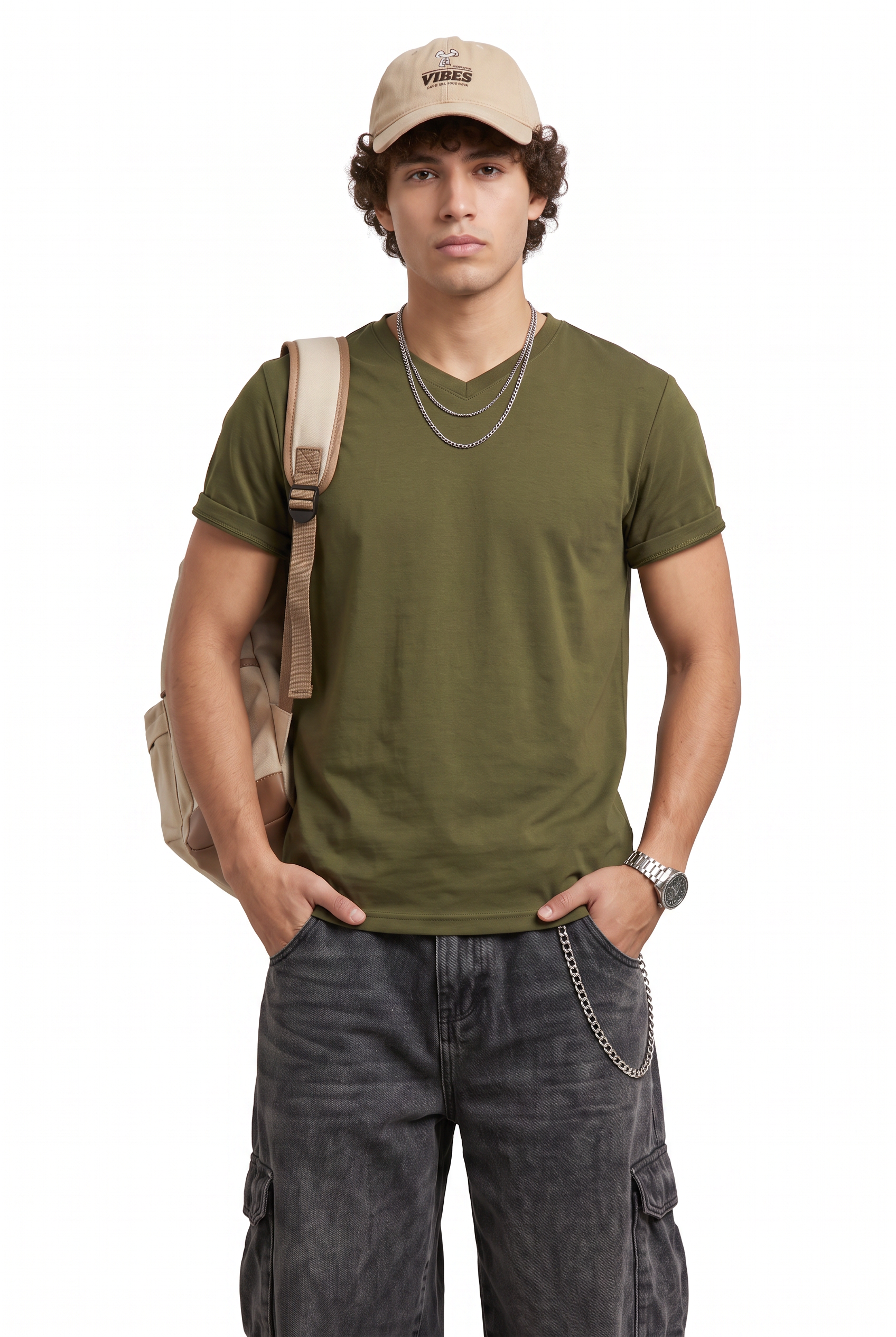 Olive Dropped Shoulder Oversized Tee