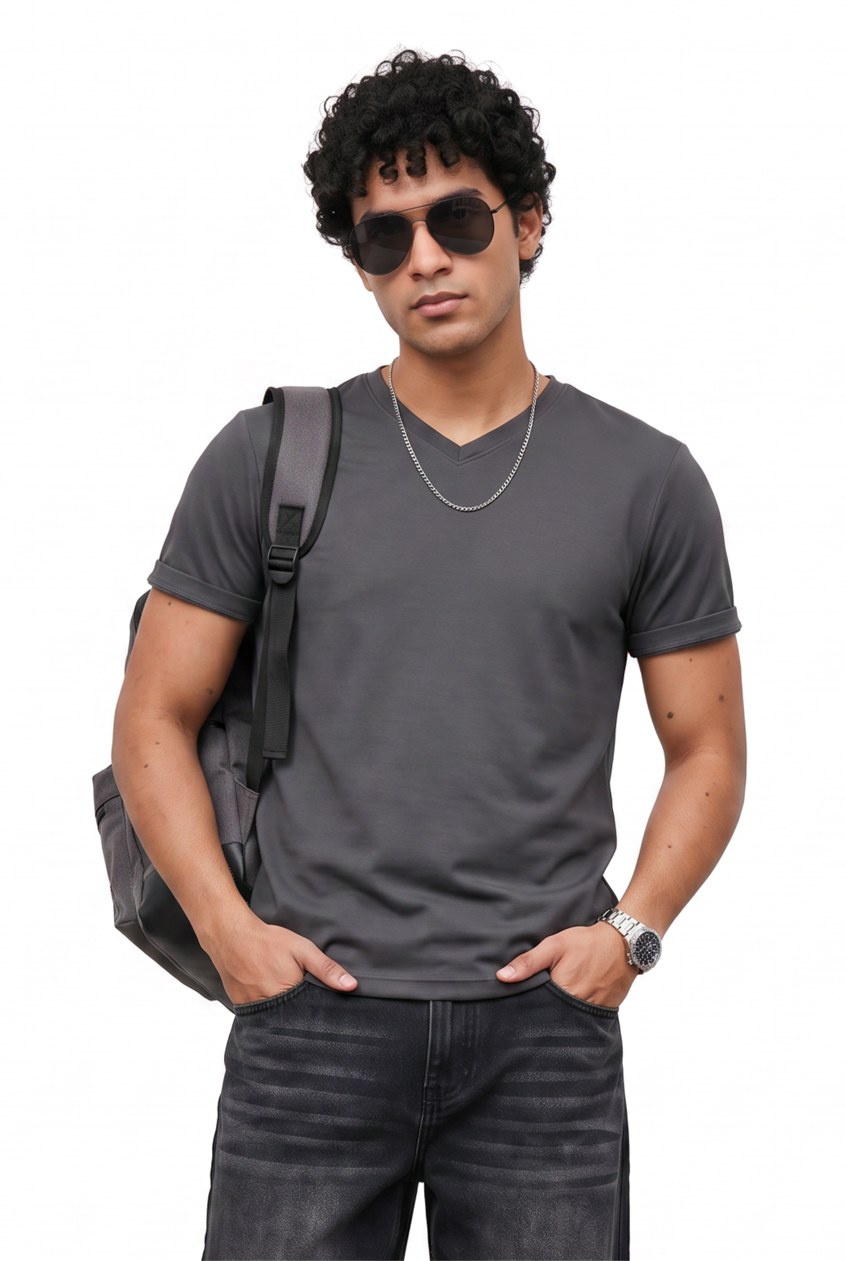 Grey Dropped Shoulder Oversized Tee