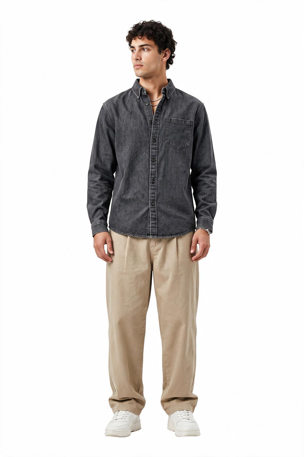Black Chest Pocket Casual Shirt