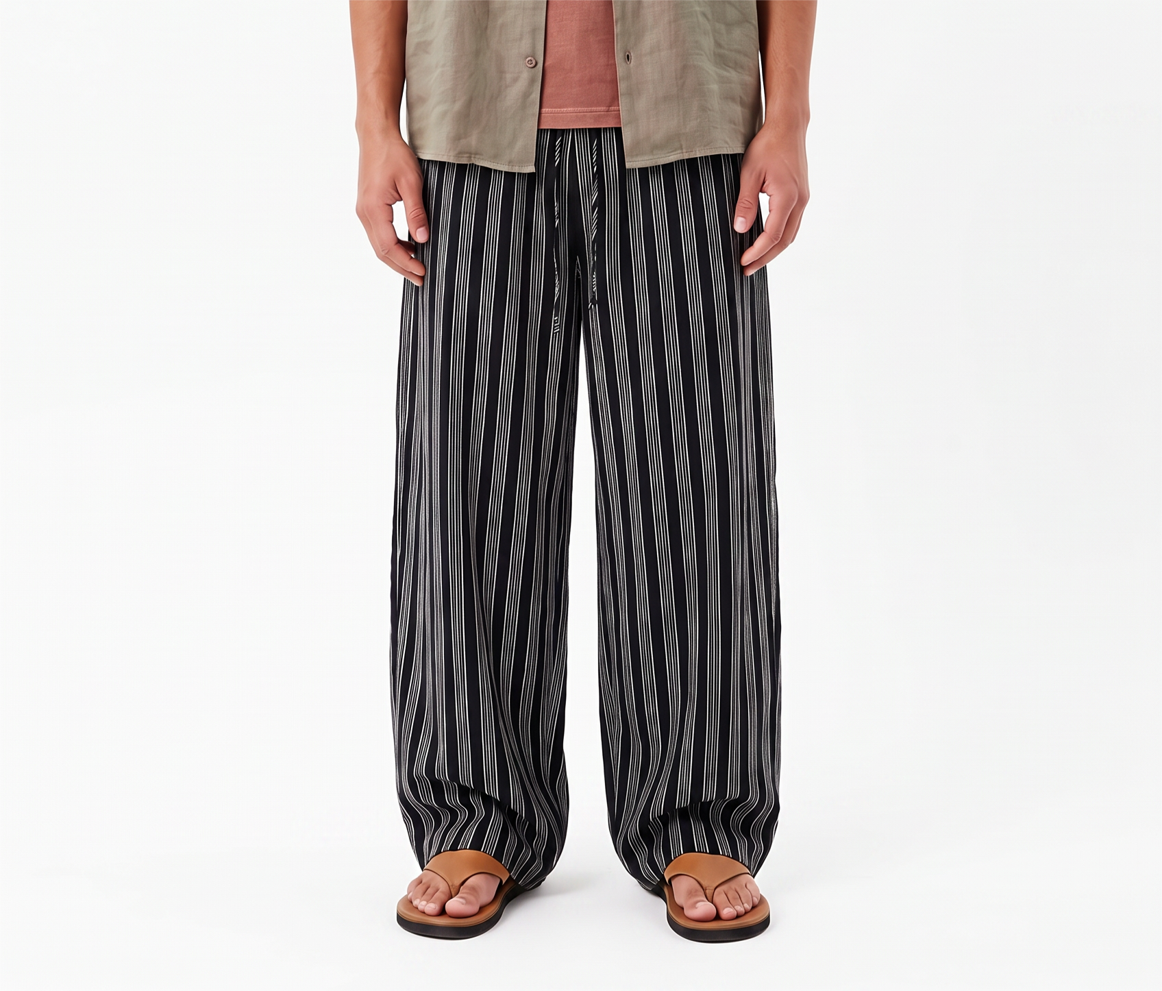 Grey Drawstring Straight Casual Trousers