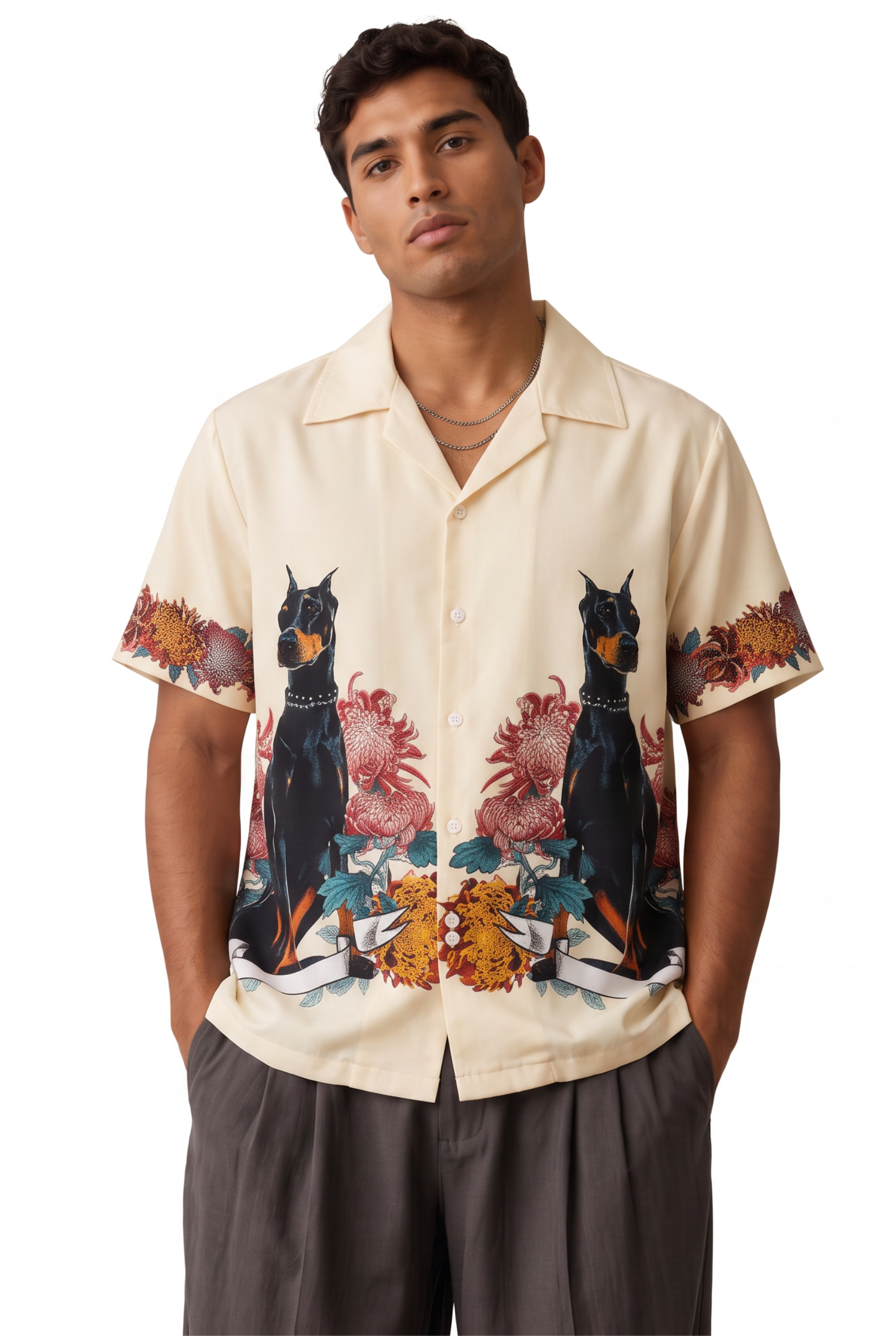 Cream Chest Pocket Casual Shirt