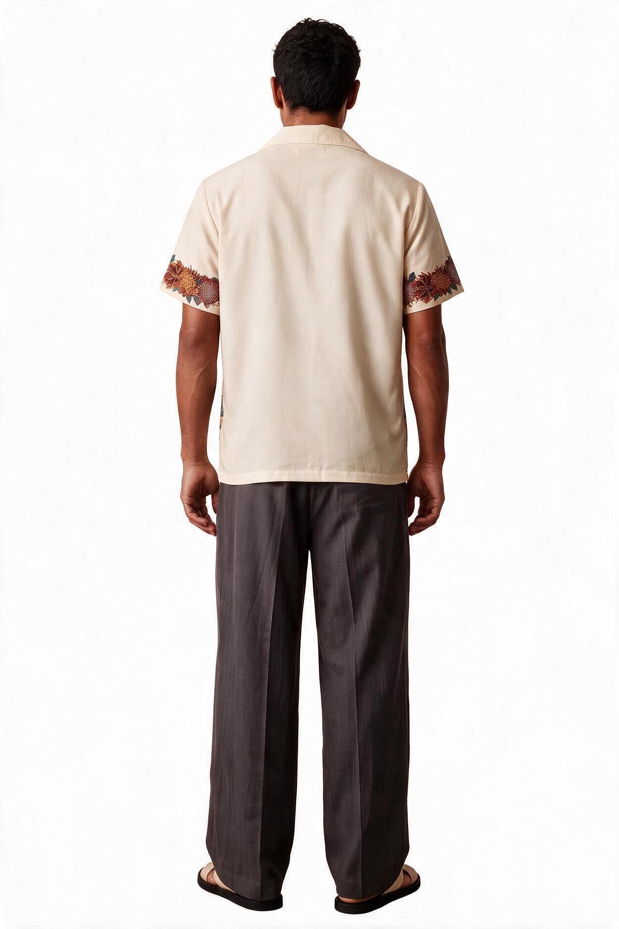 Cream Chest Pocket Casual Shirt