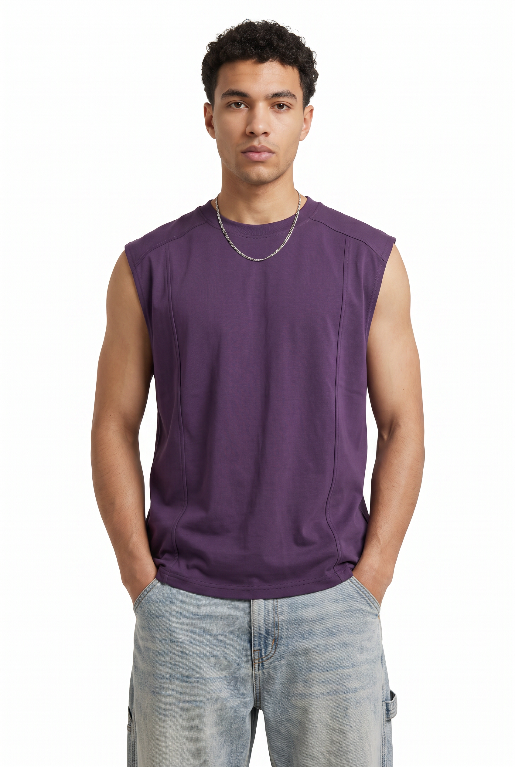 Purple Dropped Shoulder Oversized Tee
