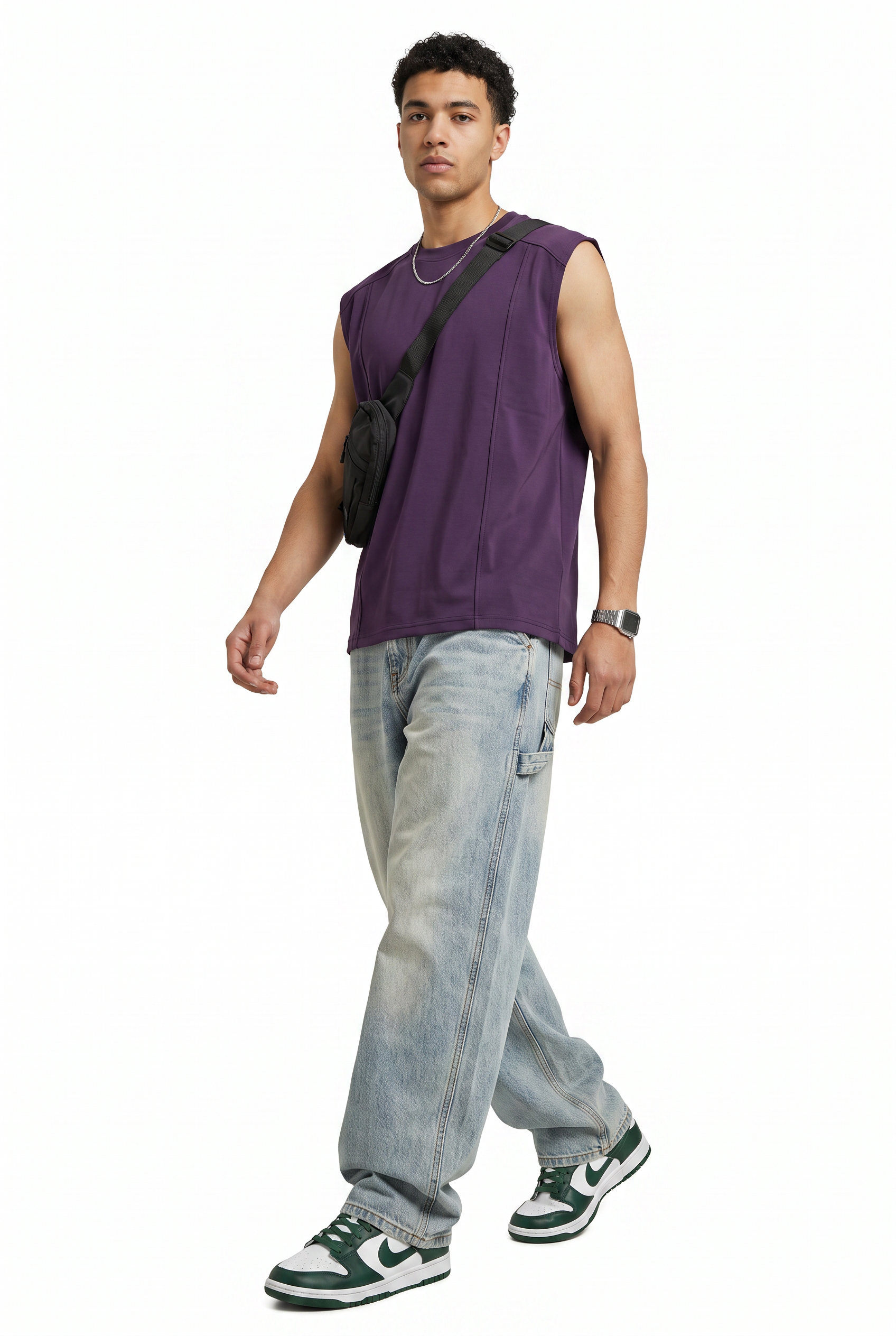 Purple Dropped Shoulder Oversized Tee