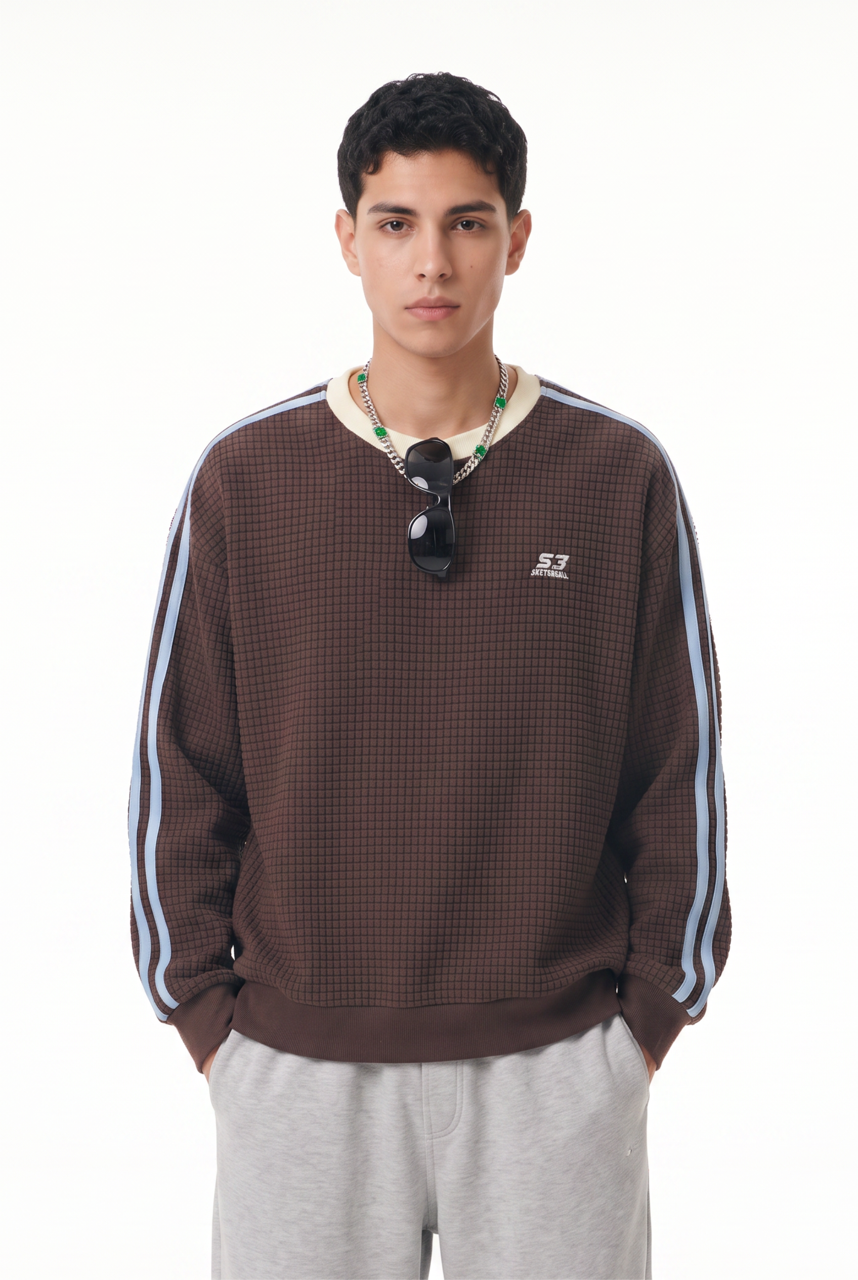 Brown Ribbed Oversized Sweatshirt