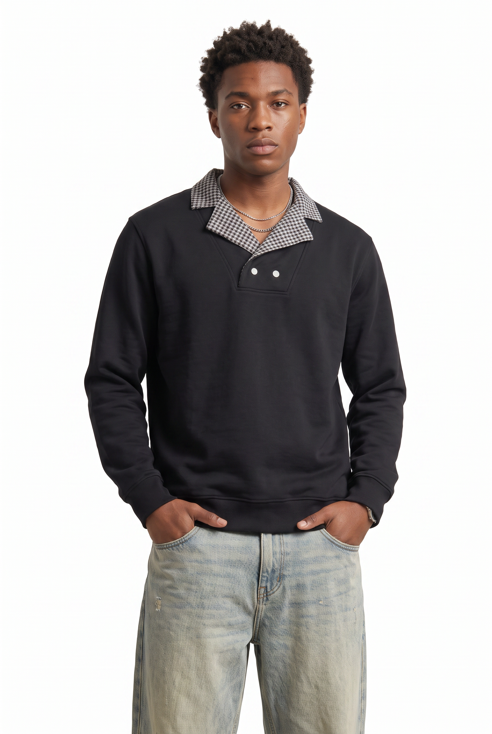 Black Ribbed Oversized Sweatshirt