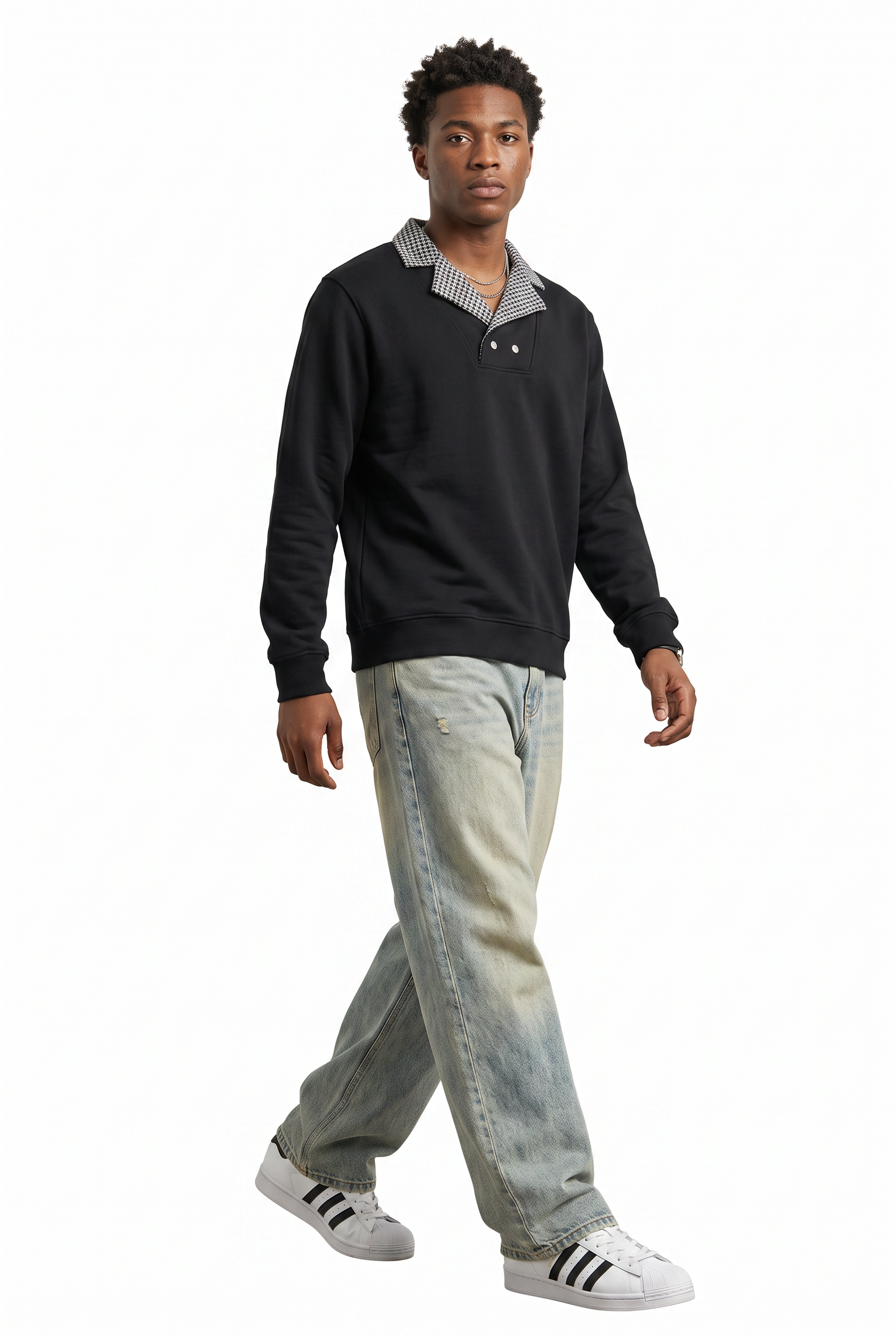 Black Ribbed Oversized Sweatshirt