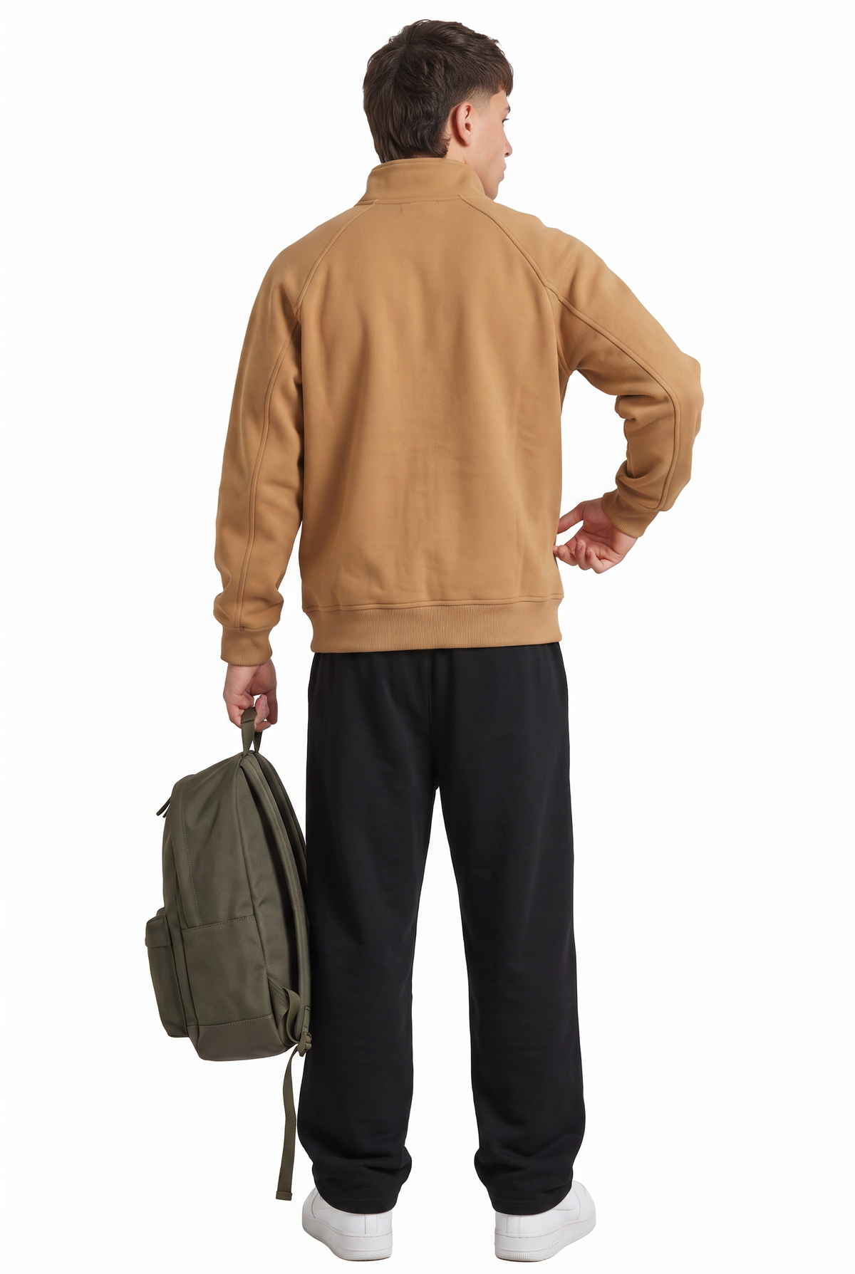 Camel Oversized Zip Bomber Jacket