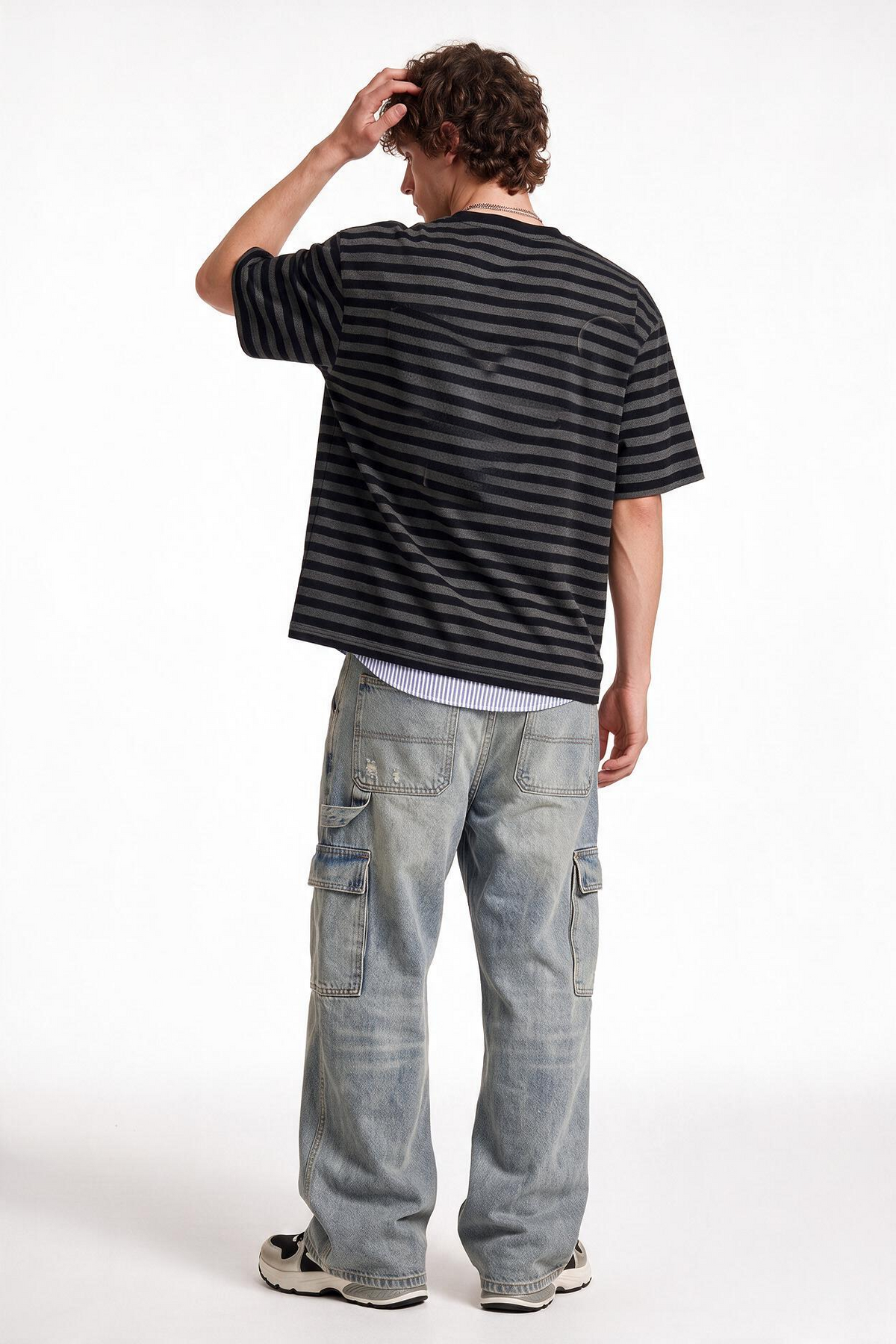 Striped Black Patch T-Shirt