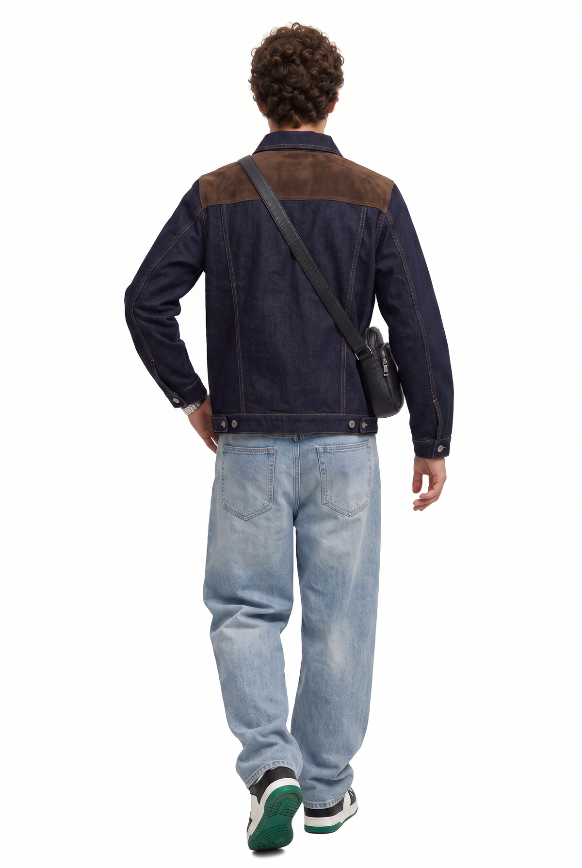 Navy Oversized Suede Panel Jacket