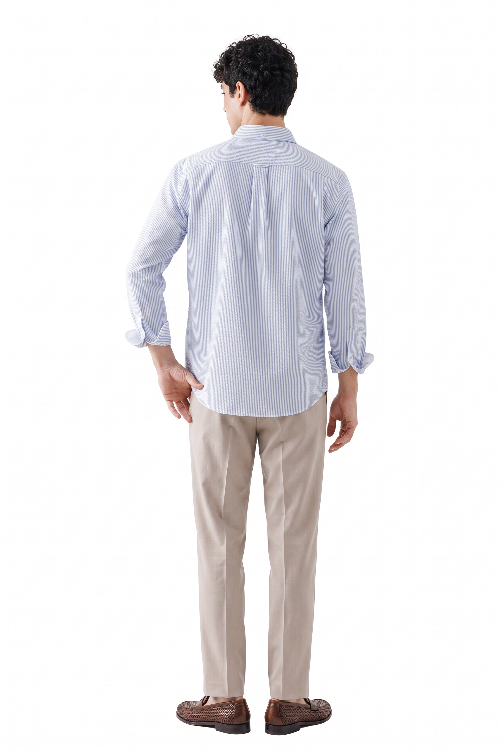 Sky Blue Button-Down Slim Formal Shirt
