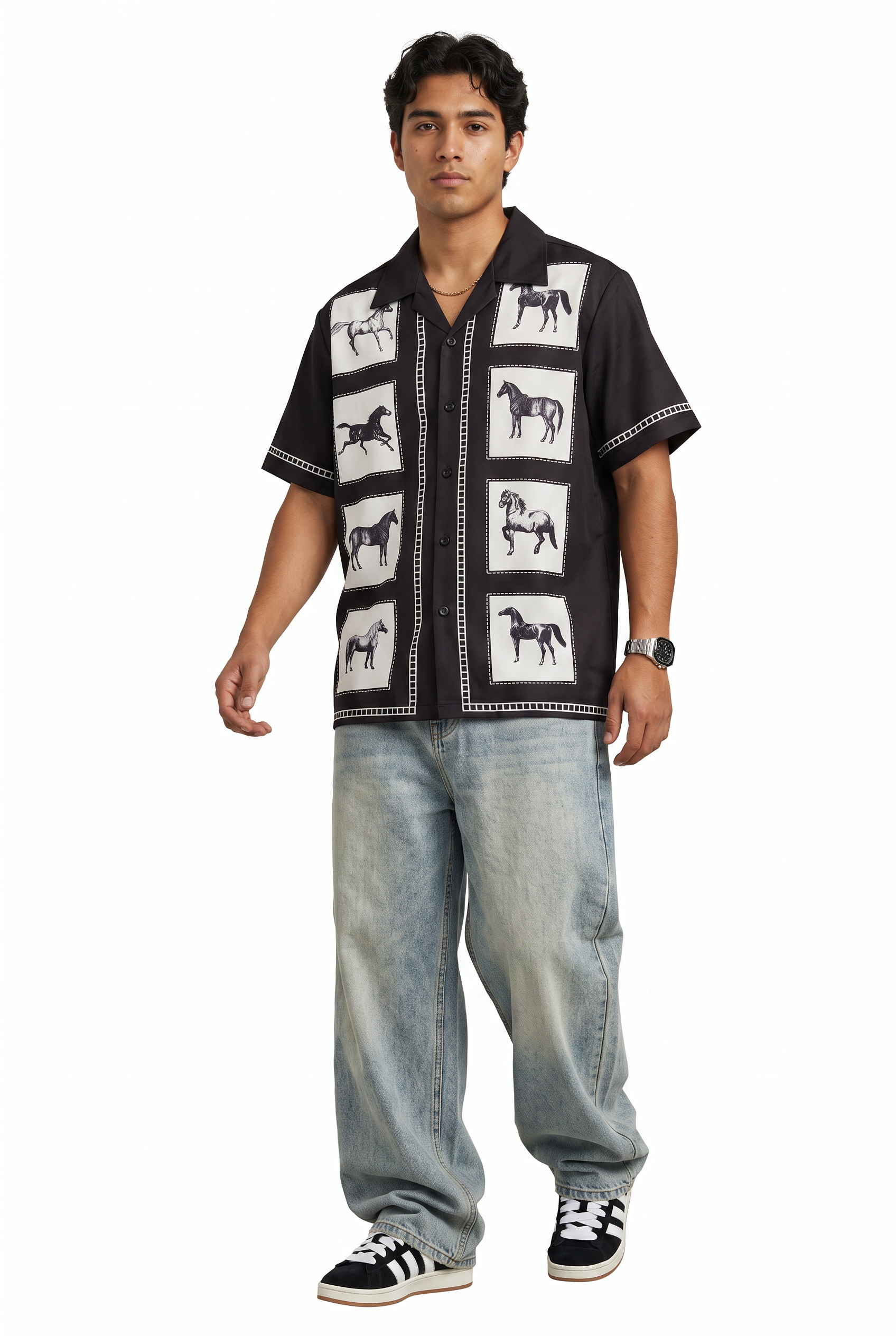 Black Chest Pocket Casual Shirt