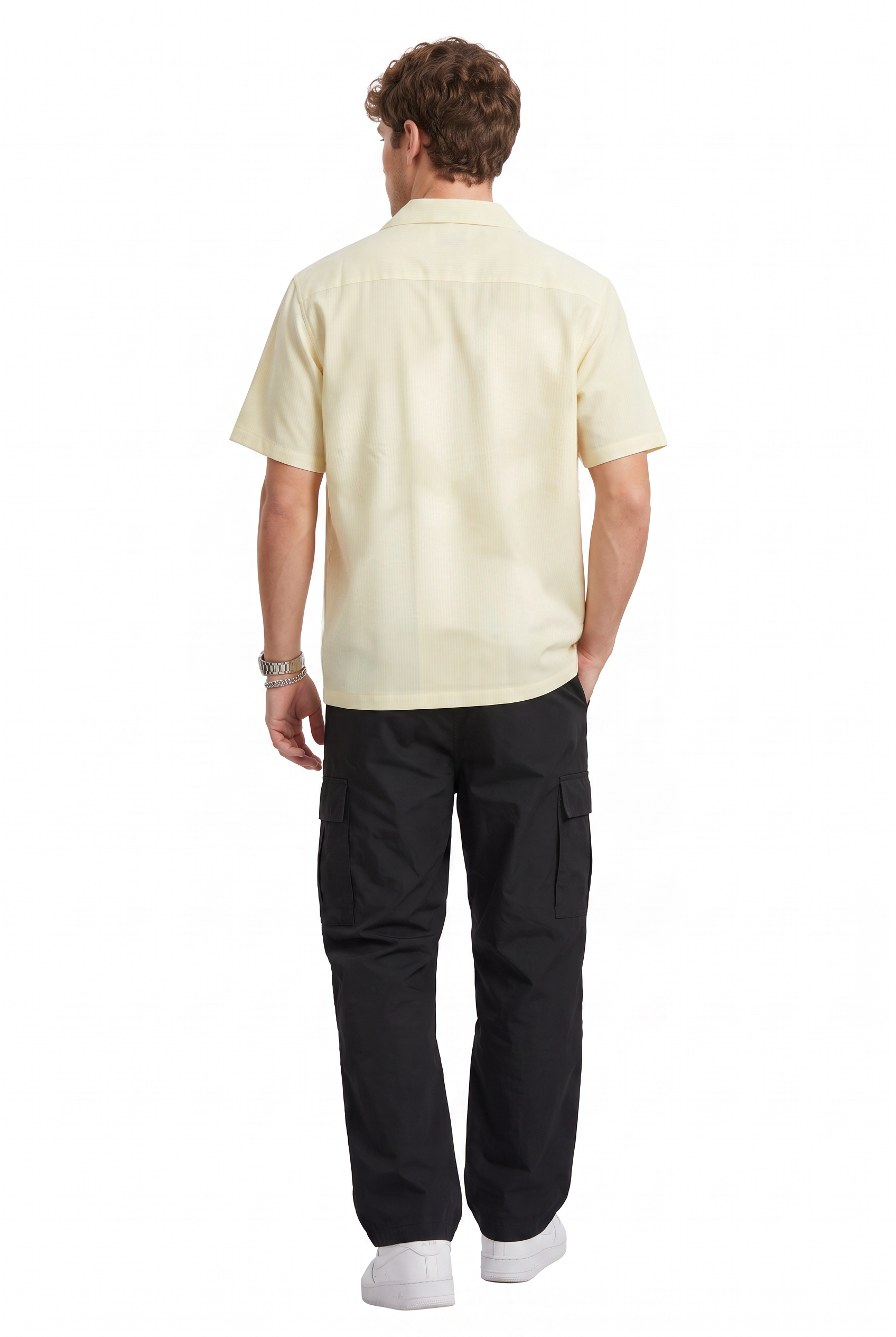 Cream Chest Pocket Casual Shirt