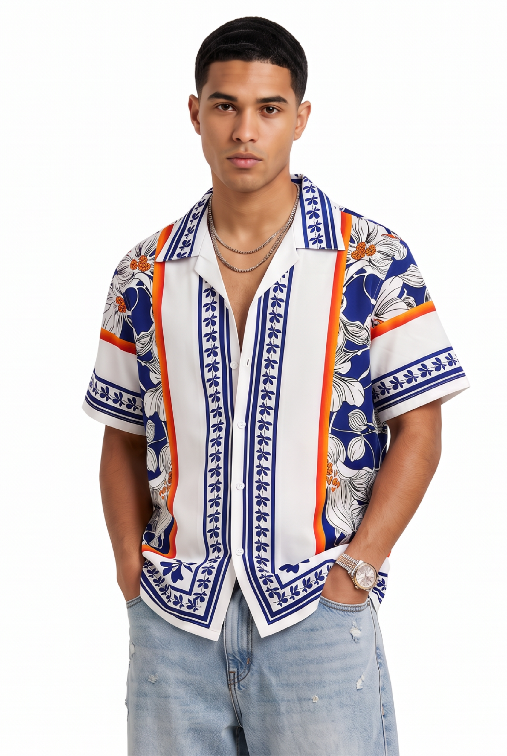 White Chest Pocket Casual Shirt