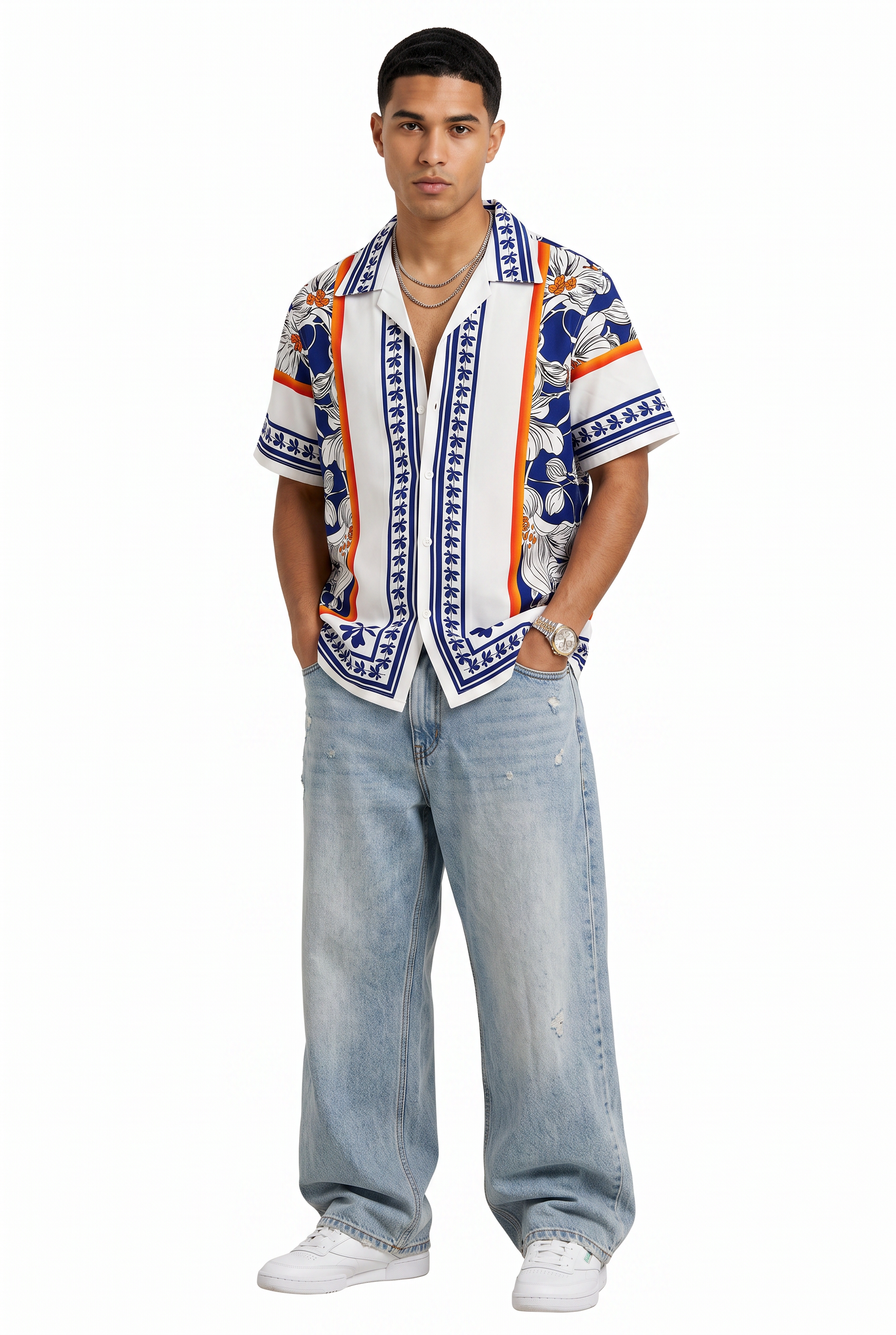 White Chest Pocket Casual Shirt