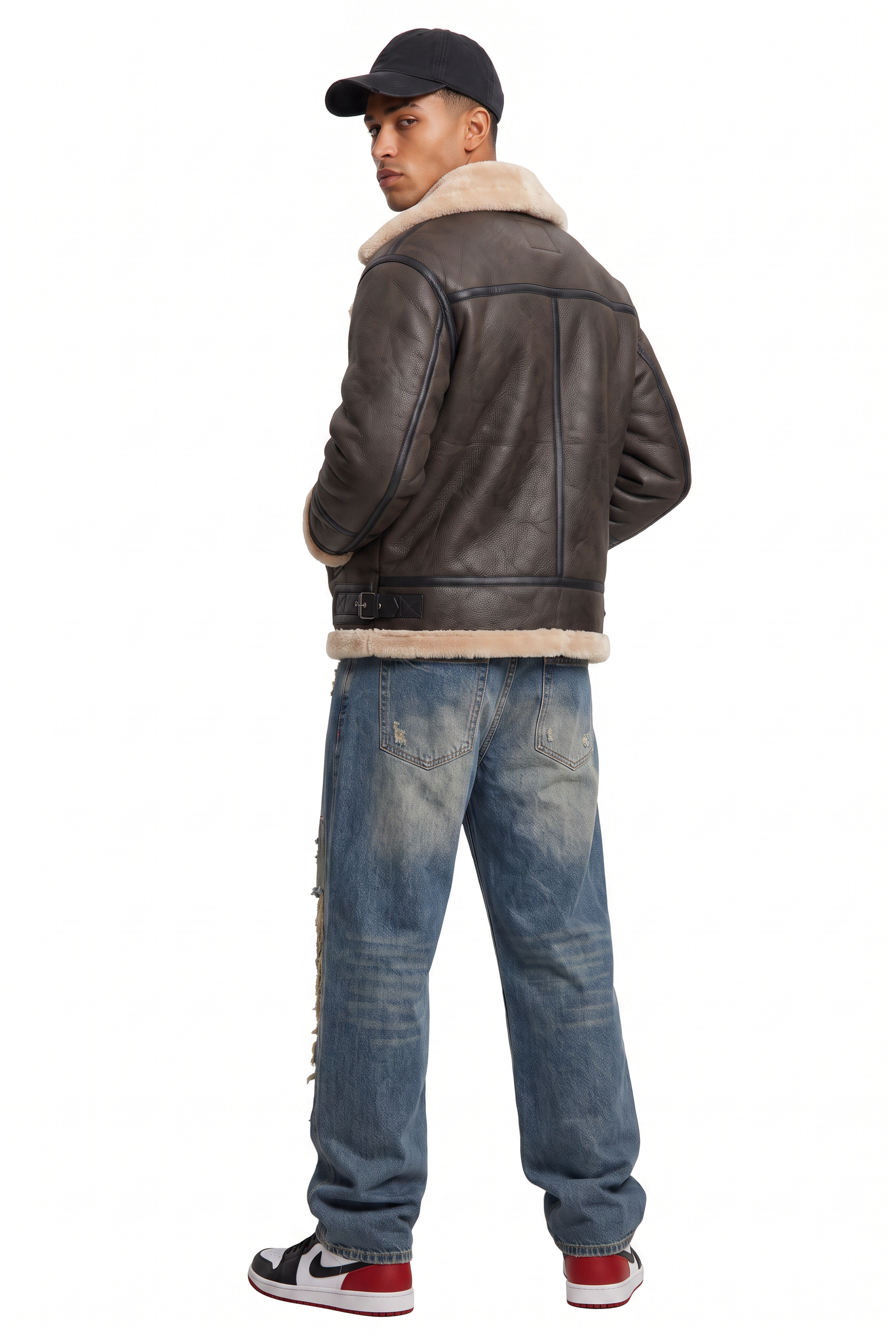 Brown Zip Placket Collar Jacket