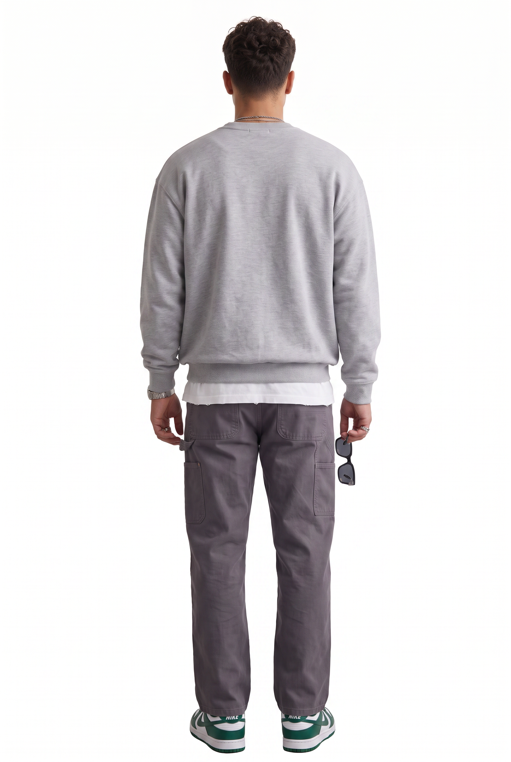Grey Ribbed Crew Neck Sweatshirt