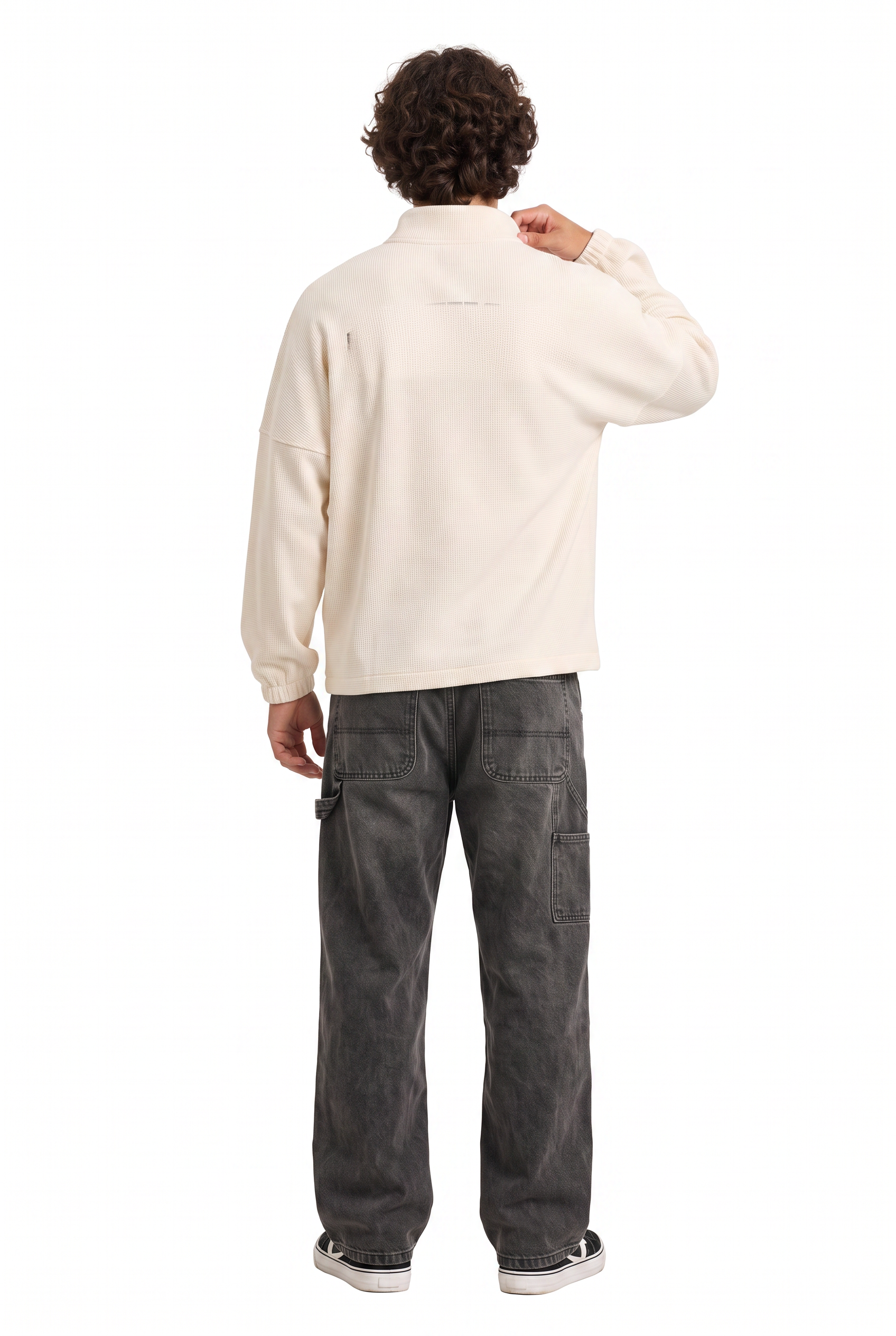 Cream Ribbed Hem Oversized Sweatshirt