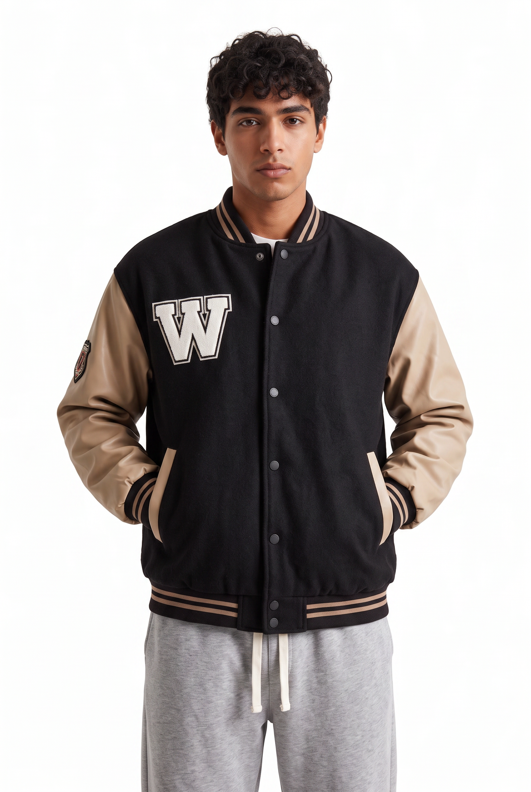 Black Zip-Up Mandarin Collar Jacket