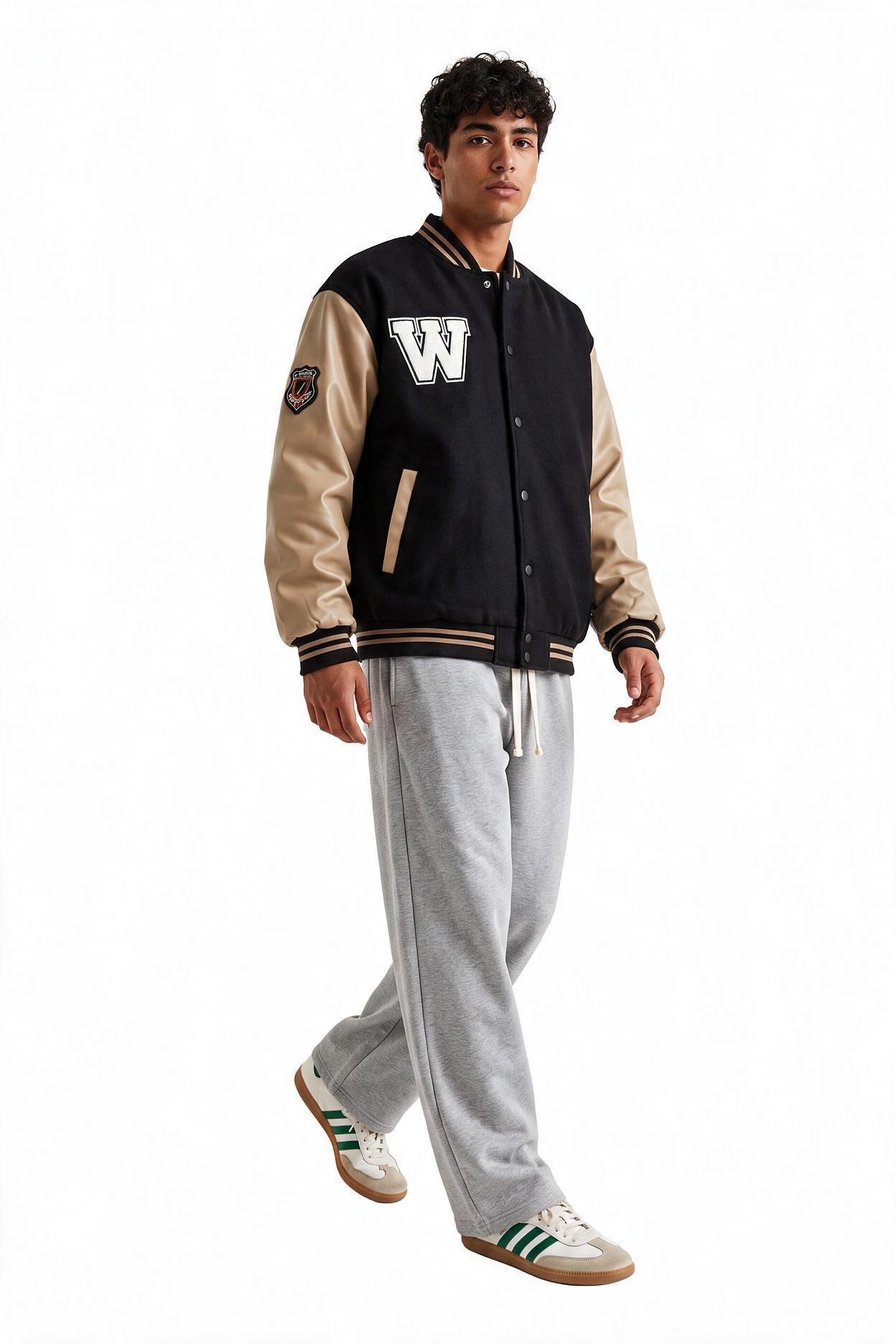 Black Zip-Up Mandarin Collar Jacket