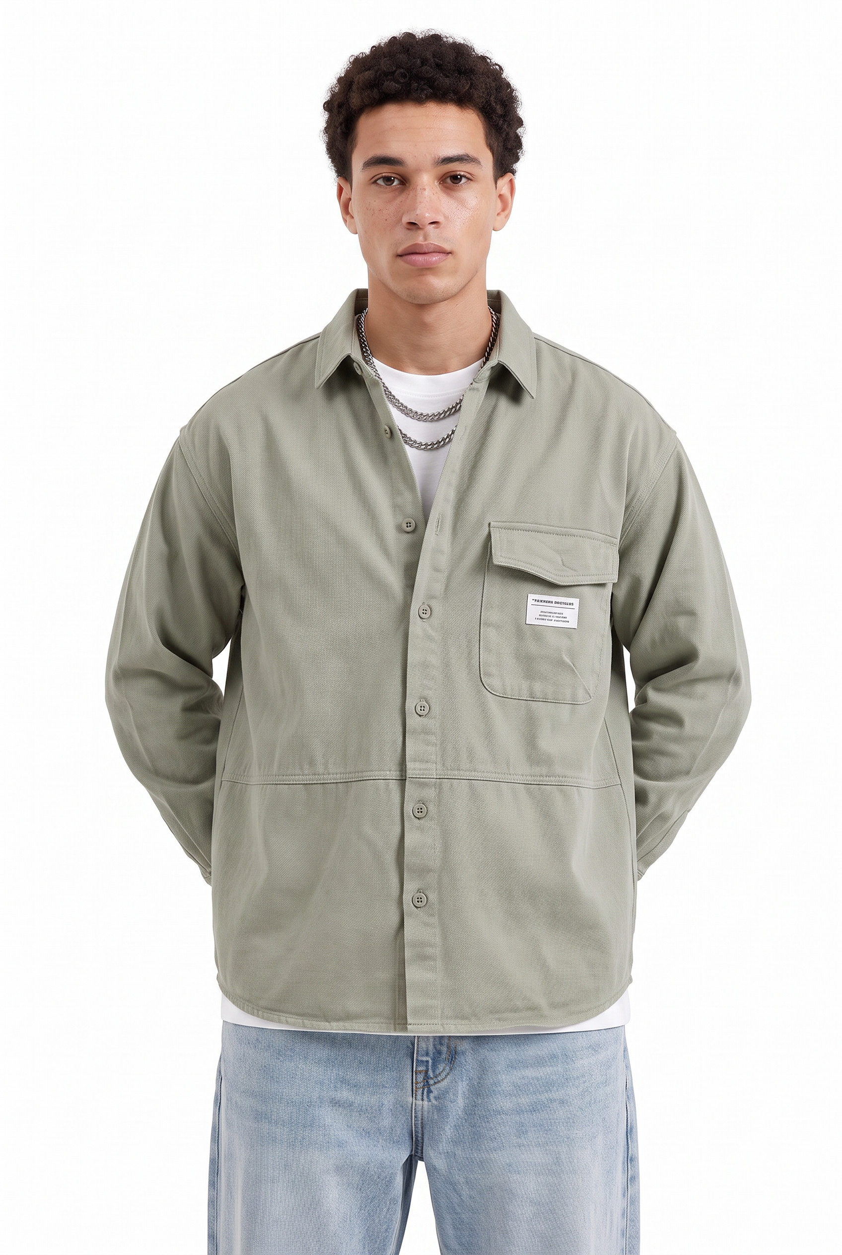Grey Chest Pocket Casual Shirt