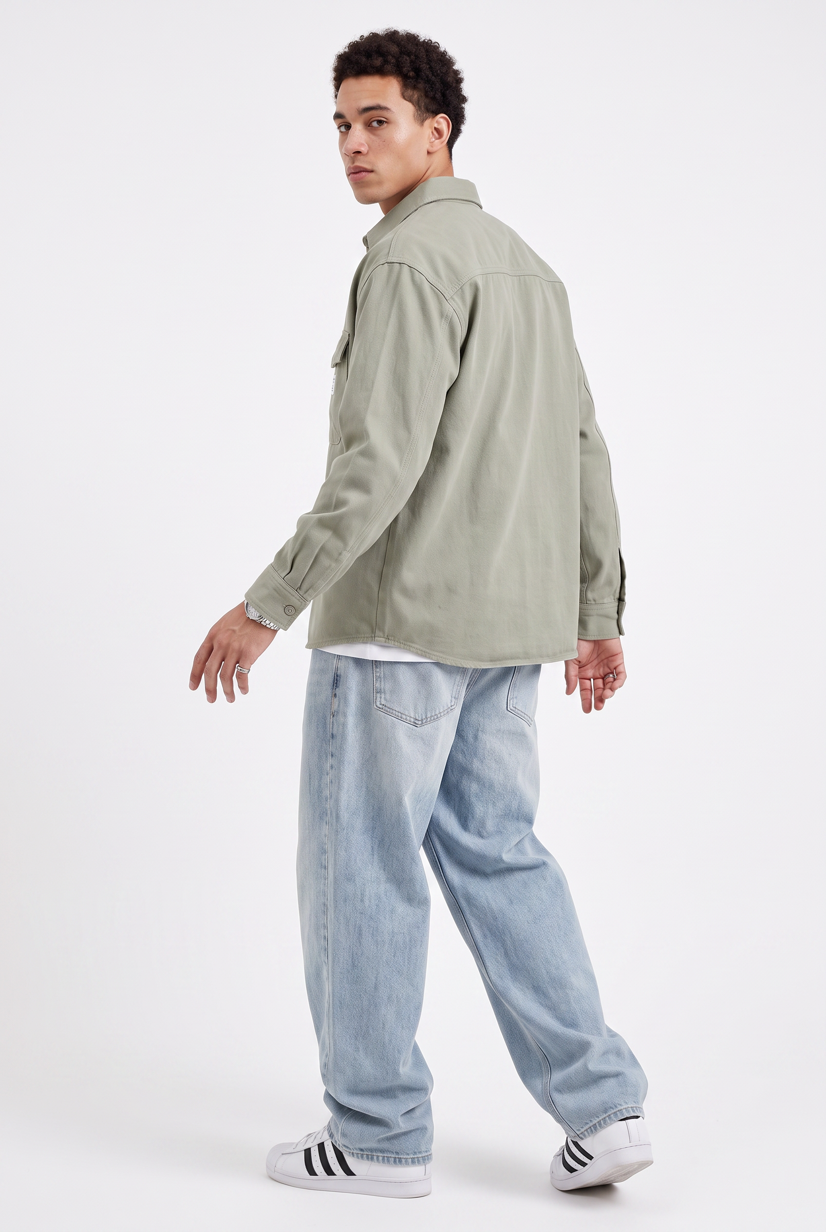 Grey Chest Pocket Casual Shirt