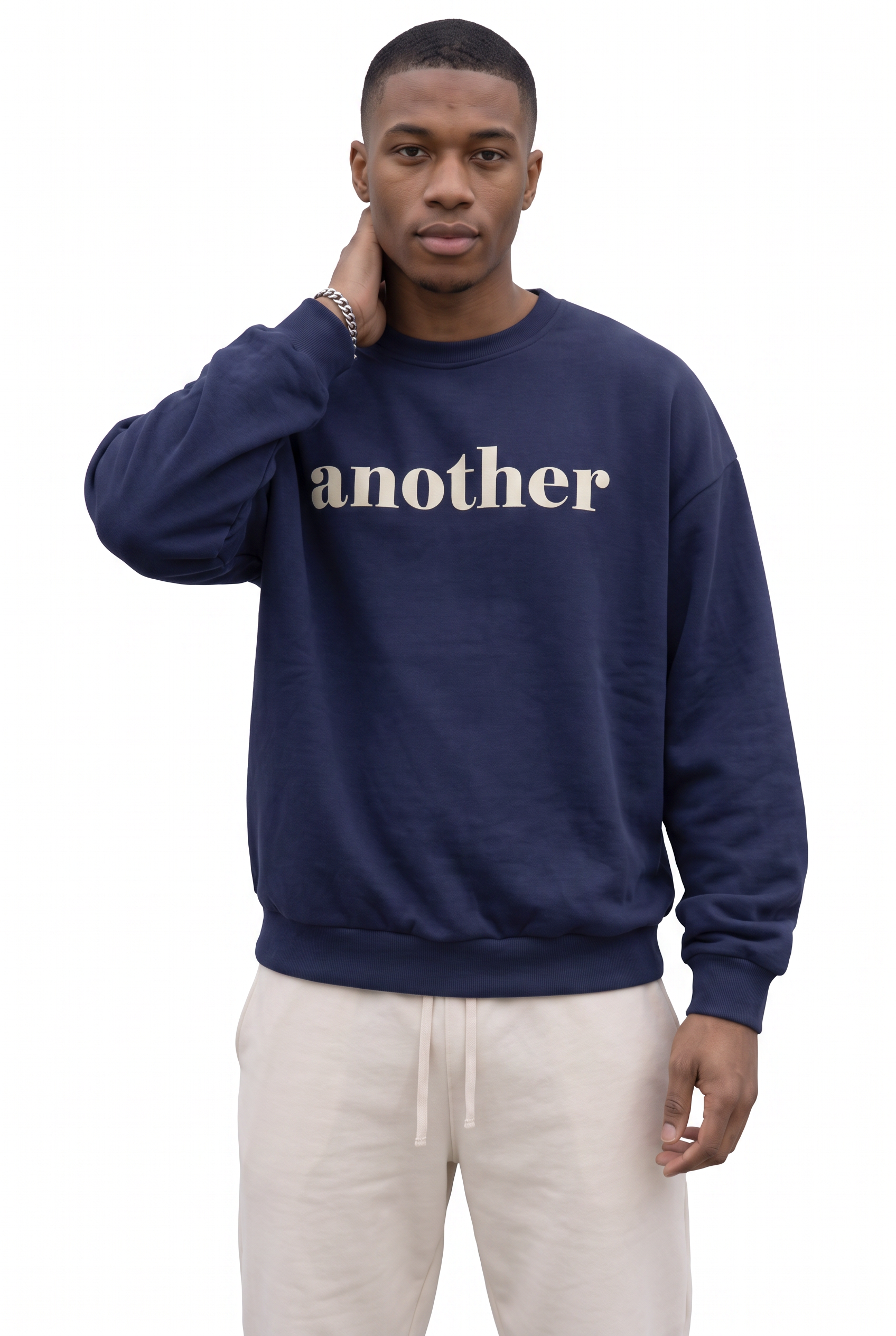 Steel Blue Ribbed Oversized Sweatshirt